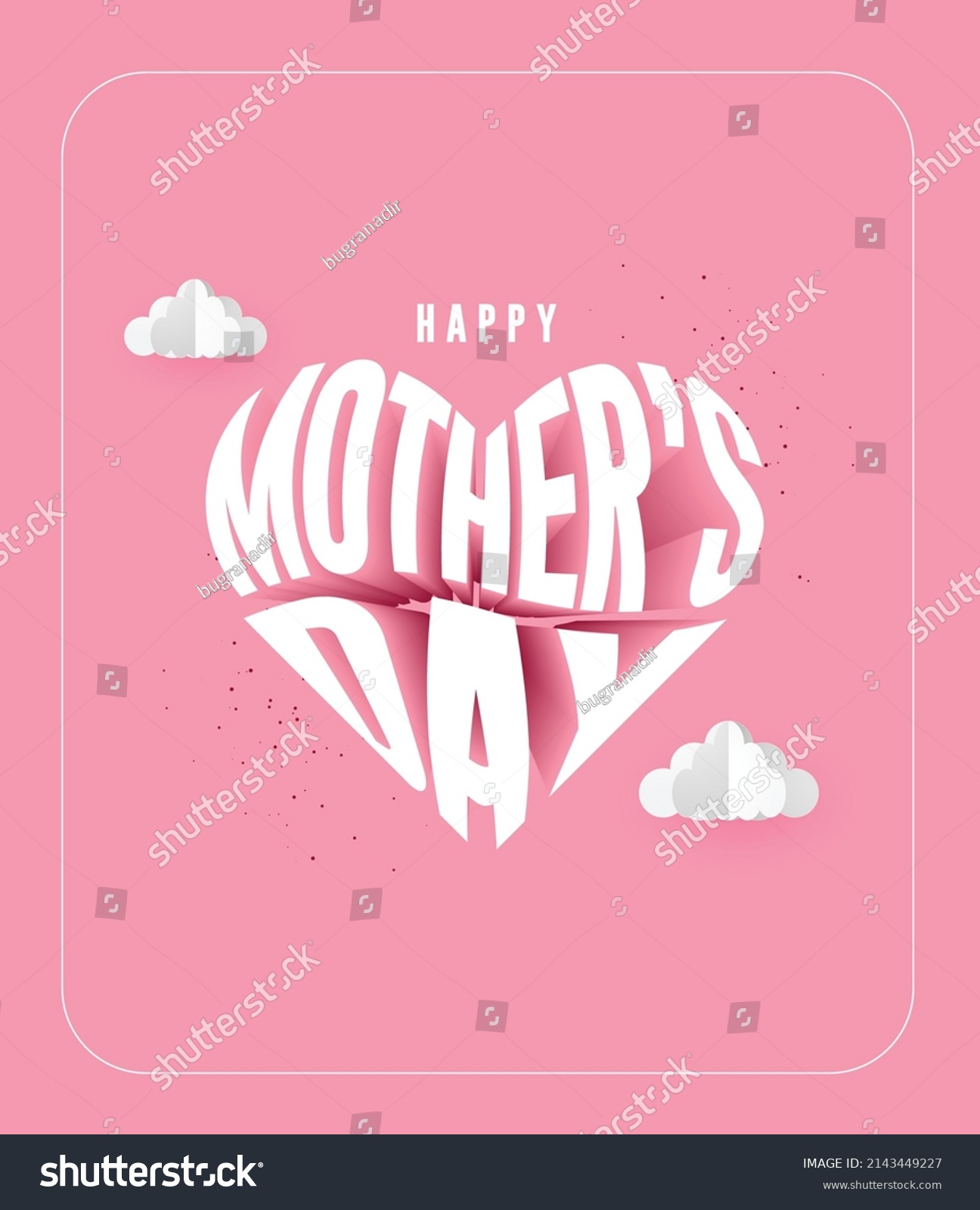 Mother's Day greeting card. Mother's day lettering written inside the heart.