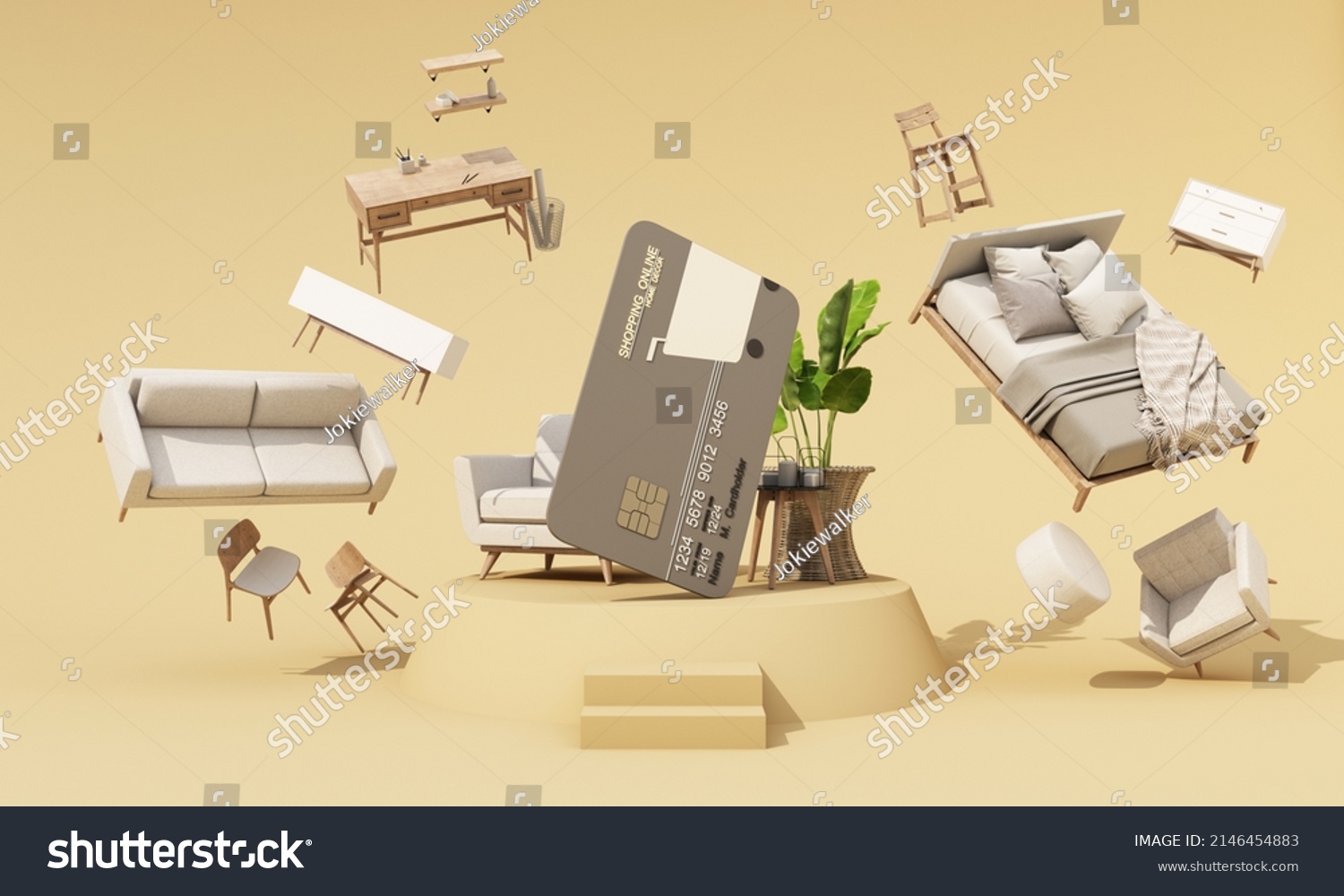 Buying furniture and home decorations online by paying via credit card