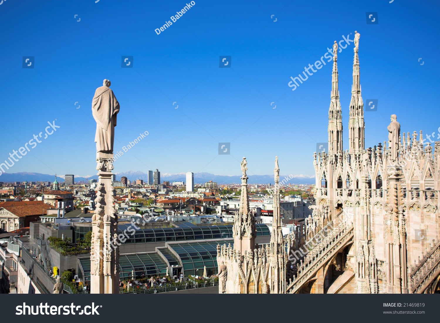 Summer panorama from Duomo roof  Milan  Italy