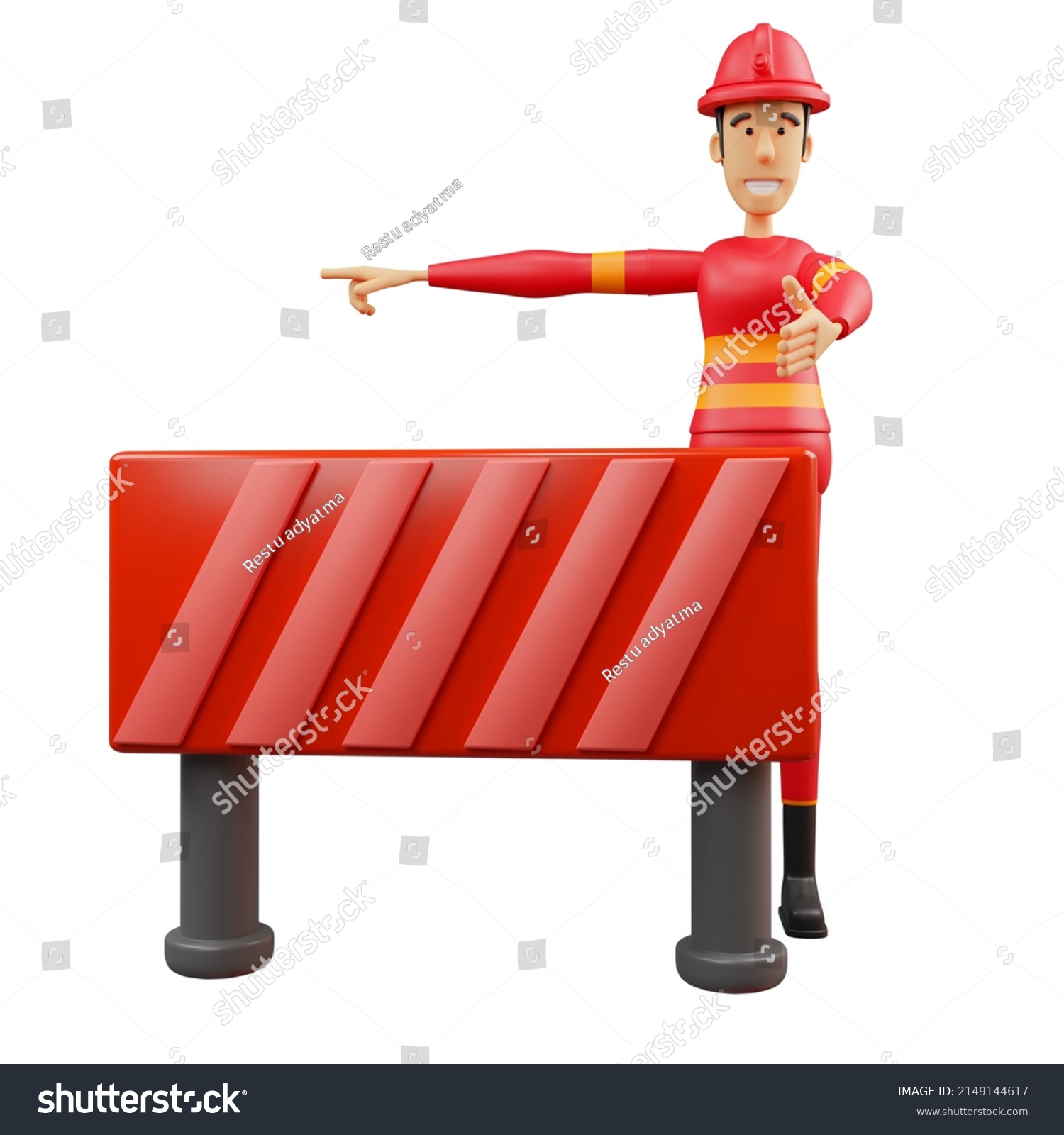 3D Icon Character Firefighter Construction Website