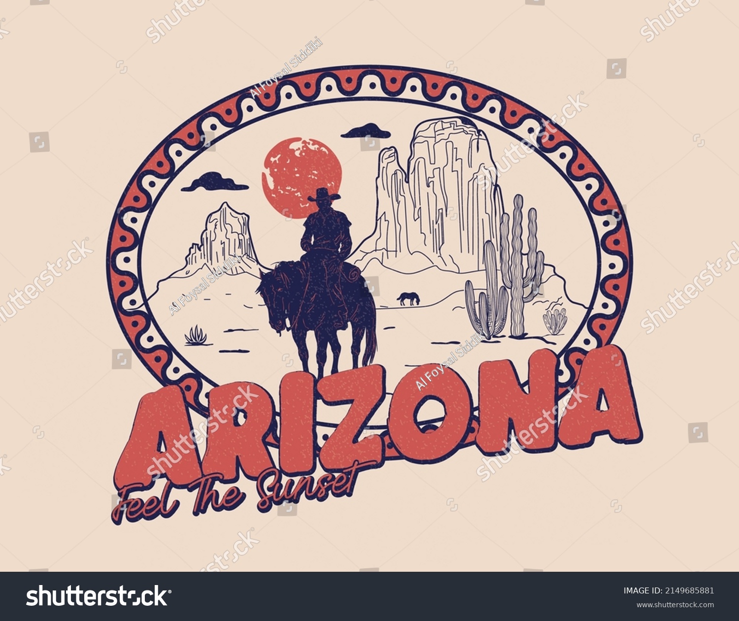 Arizona desert cowboy typography vector design for print 