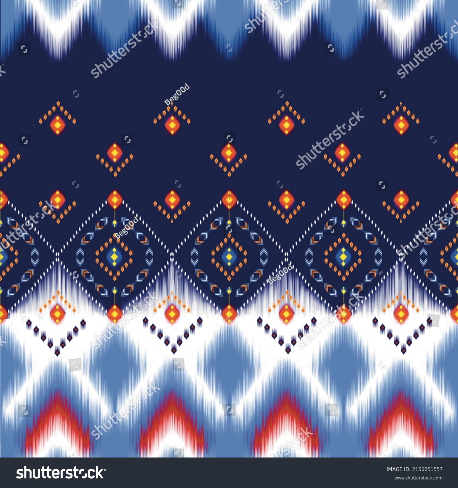 Abstract ethnic ikat seamless pattern strip pattern Figure tribal folk ...