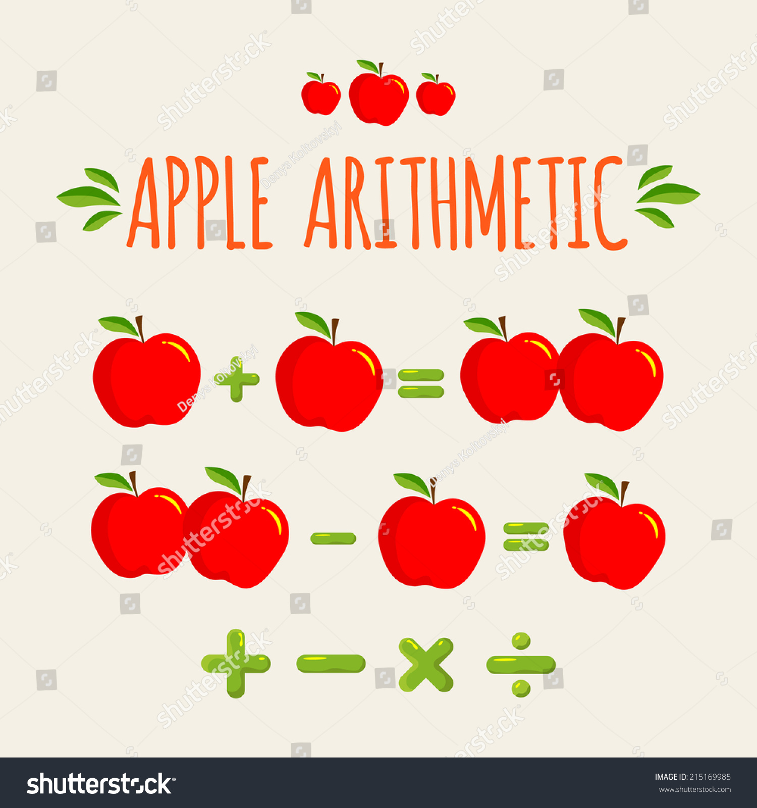 Red apple arithmetic mathematics lesson arithmetic example_站酷海洛_正版图片_视频 ...