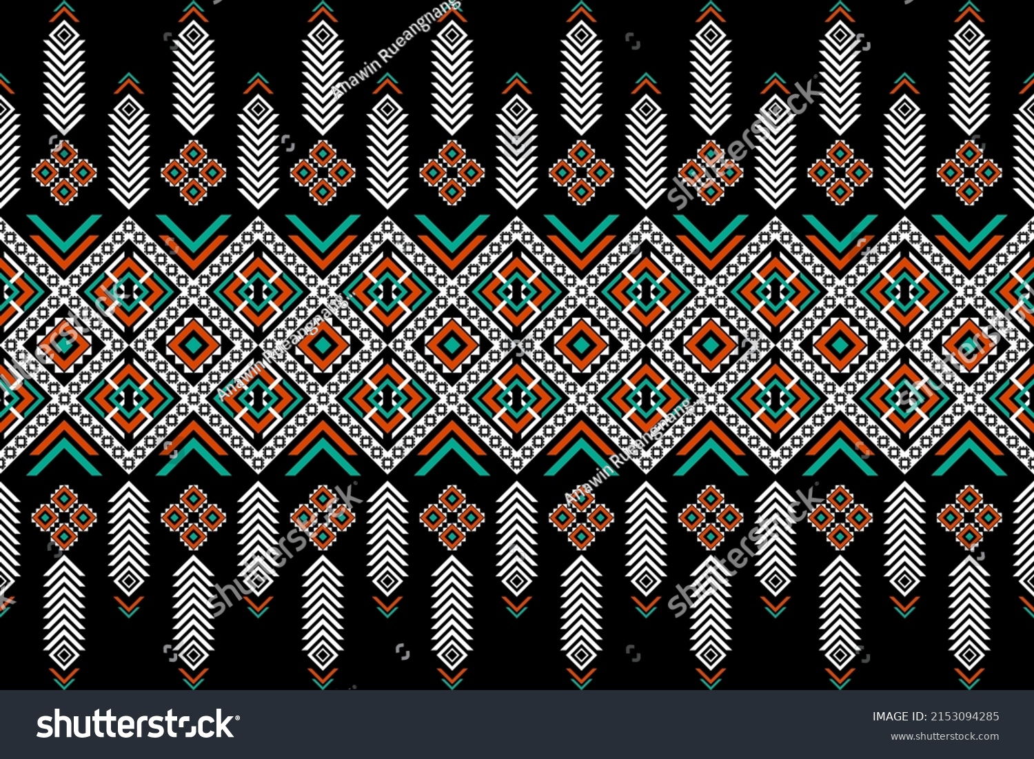 Geometric ethnic seamless pattern in tribal. Fabric ethnic pattern art ...