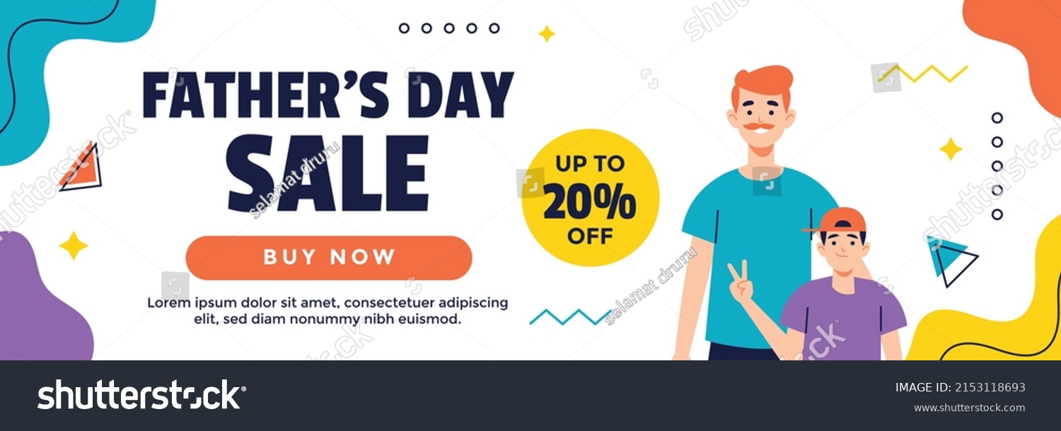 father day sale horizontal banner vector flat design