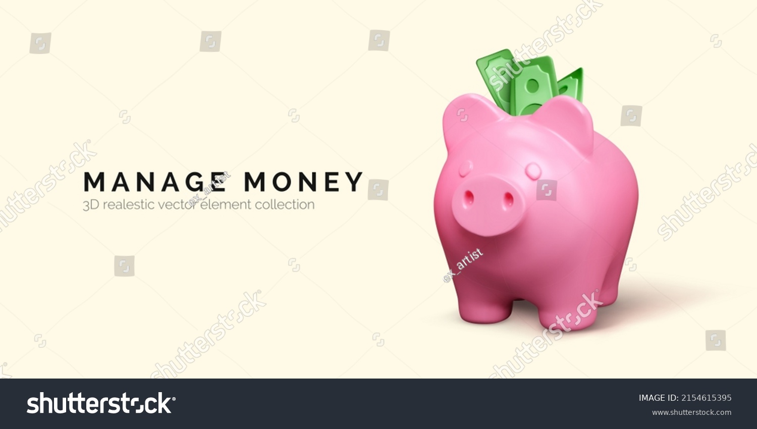 3D realistic piggy bank. Pink pig isolated. Business concept of money deposit and investment for web banner or poster. Vector illustration