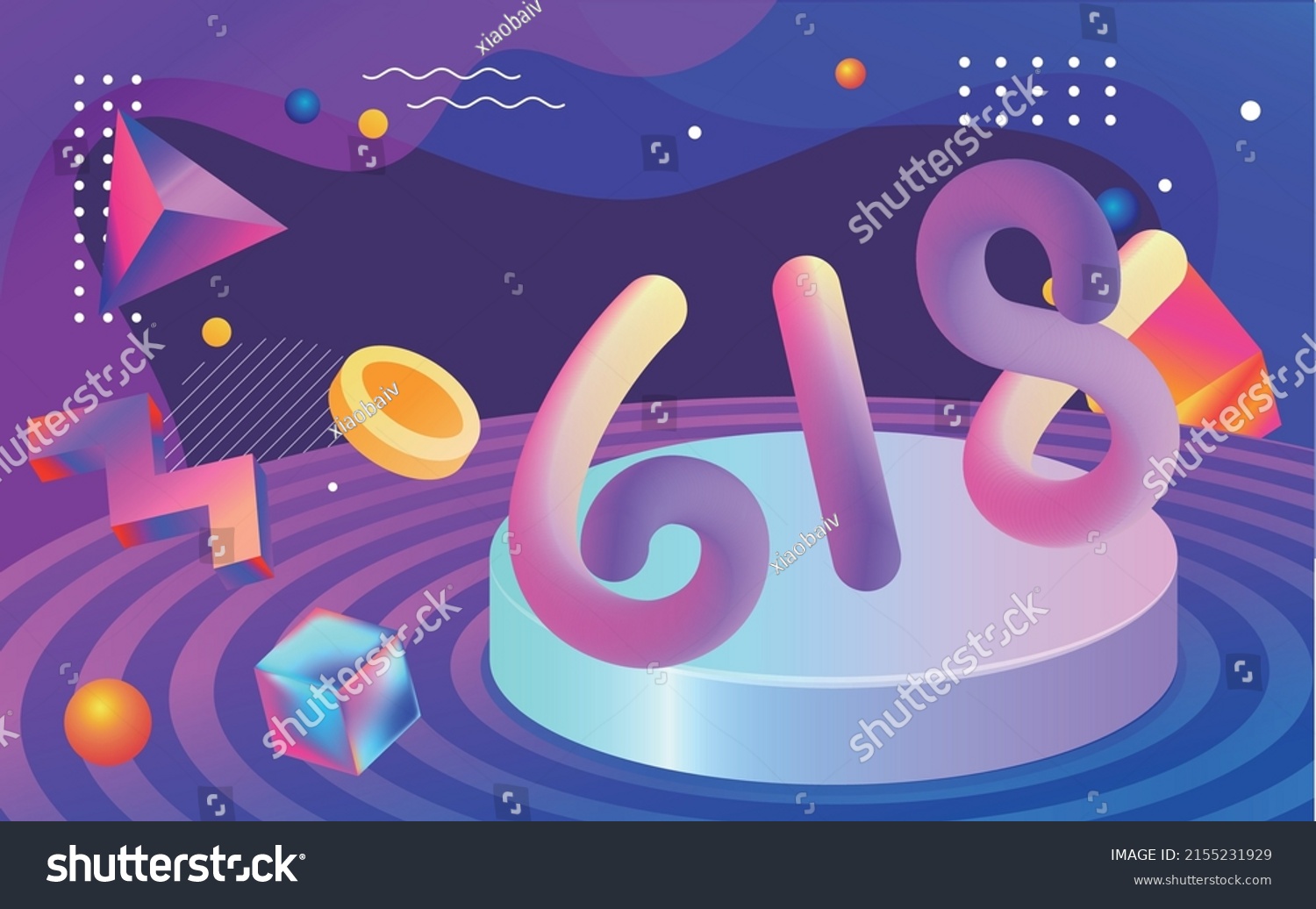 618 shopping festival background  stage set  big sale abstract colorful background  vector illustration