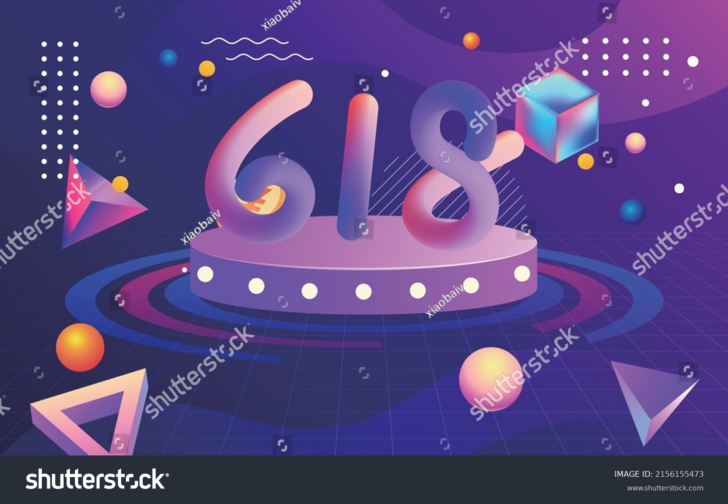 618 e-commerce shopping festival  abstract three-dimensional background  vector illustration