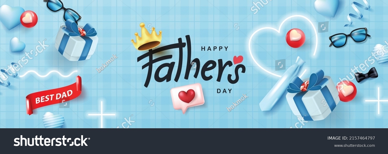 Happy Father's Day greeting card with Father's Day calligraphy and gift item for dad
