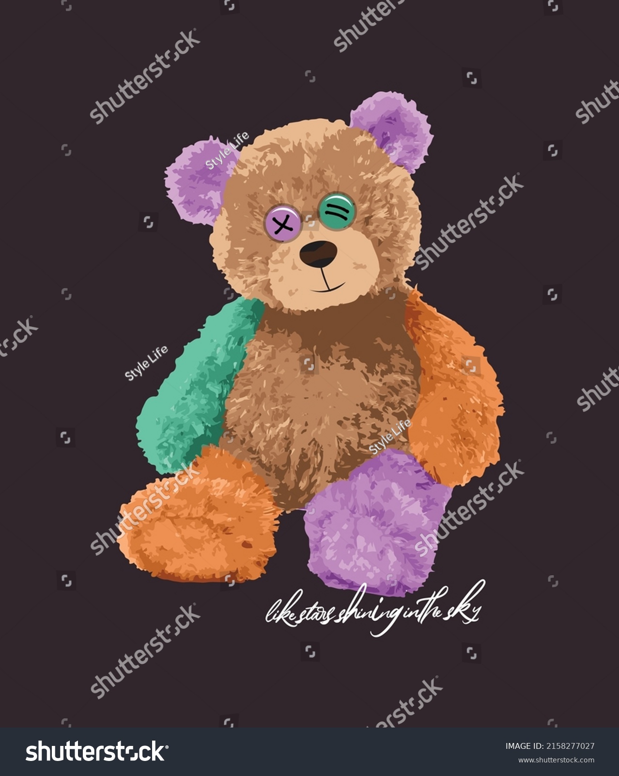 colorful bear tshirt design illustration art