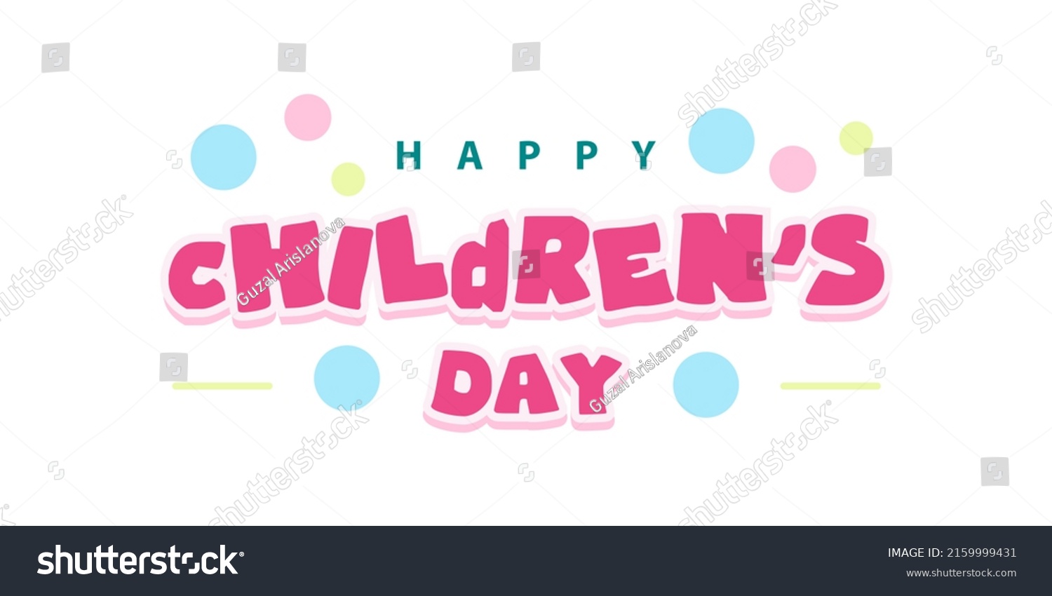Happy children's day lettering with colored circles