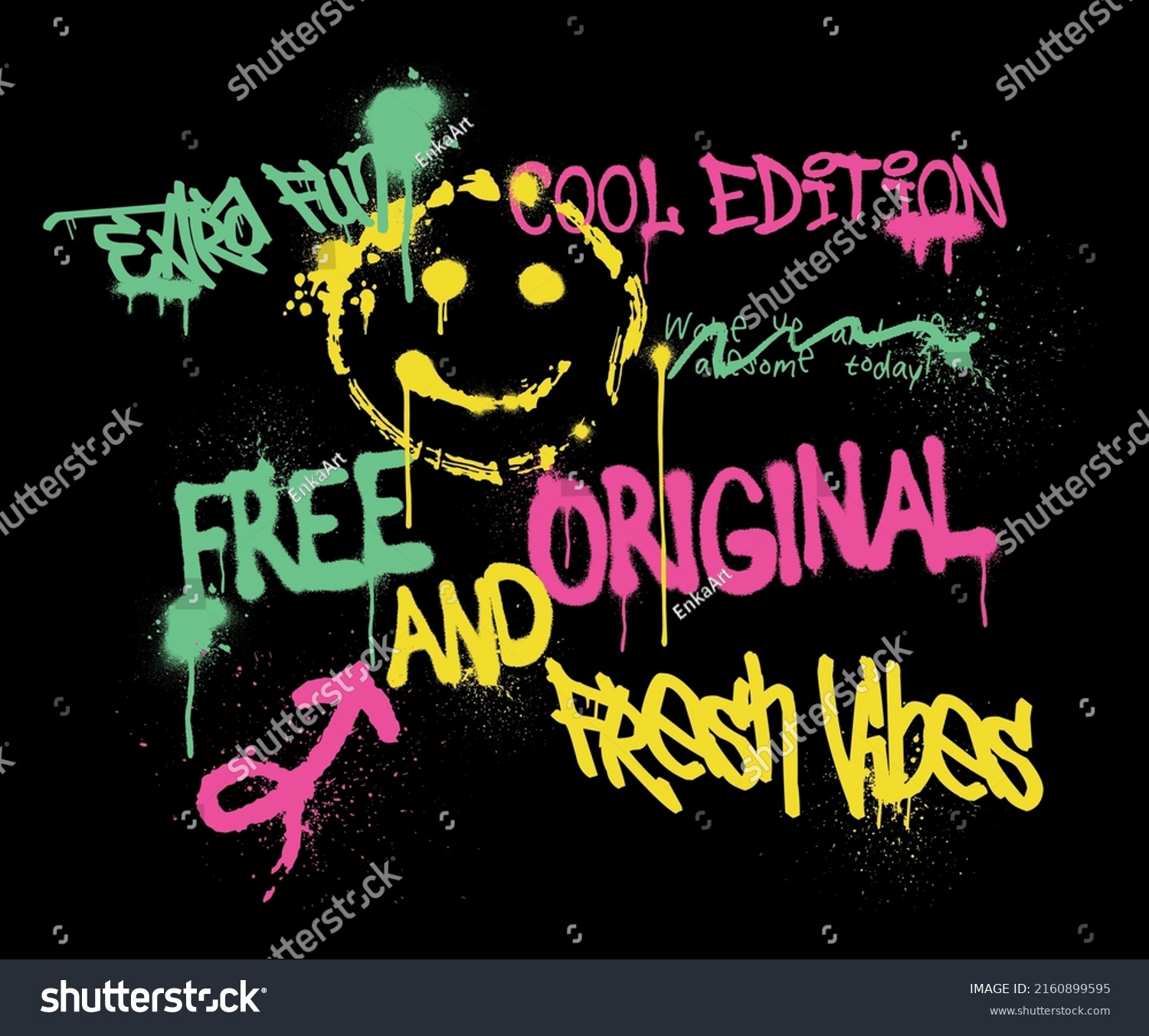 Urban typography street art graffiti slogan print with spray effect for graphic tee t shirt or sweatshirt - Vector