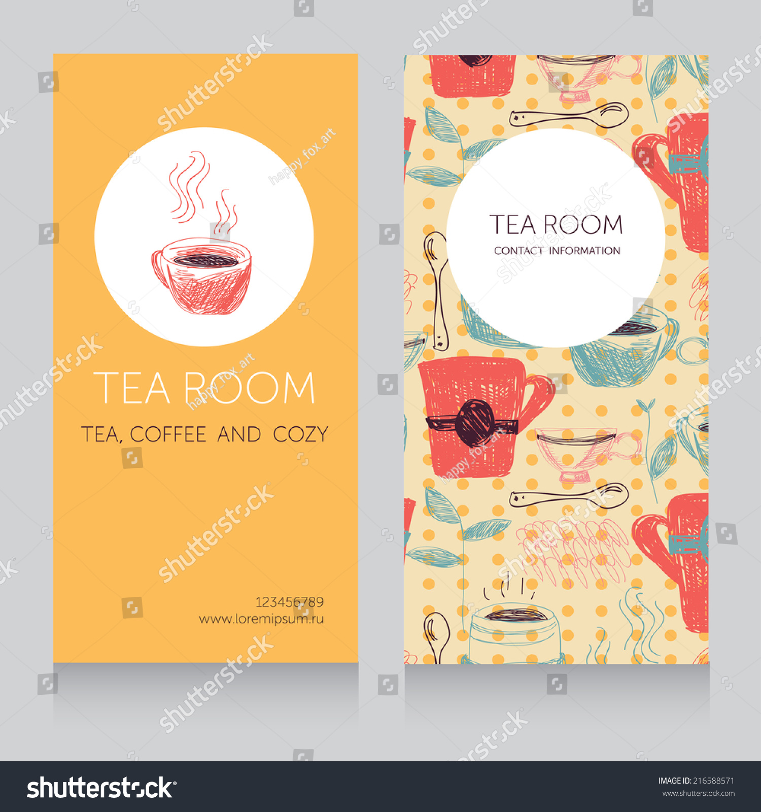 tea room business card template  vector illustration