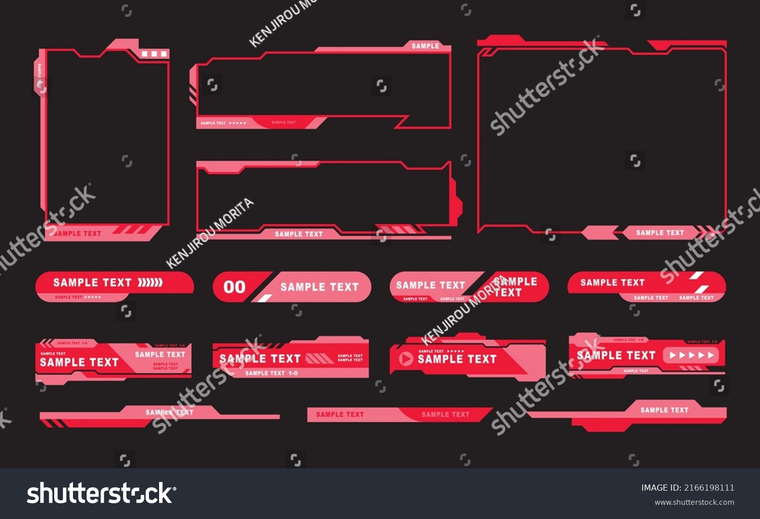 Vector image set for TV news bar. Streaming video news sign. The latest information  sports news. Game menu screen separated illustration