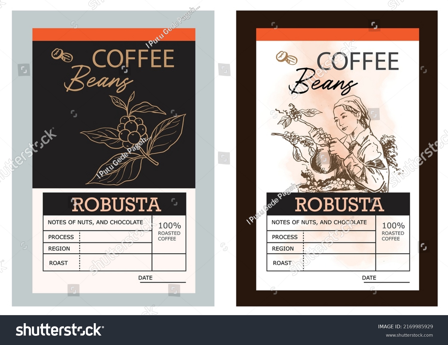 Coffee beans vintage label. Coffee vintage packaging design. Roasted Beans label  tag  sticker design for packaging. Retro vintage old label template. Vector illustration