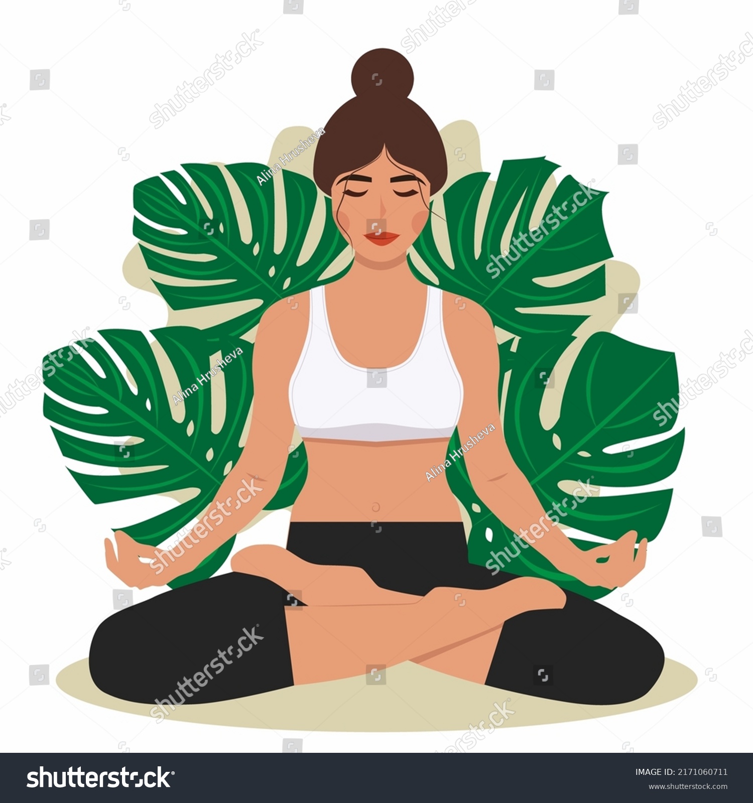 organic flat person meditating
