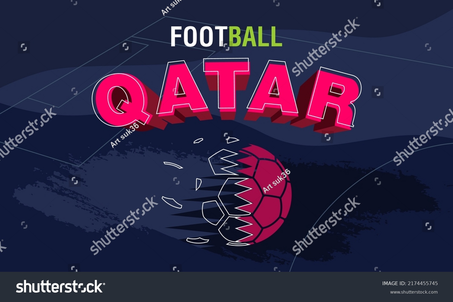 Soccer ball on QATAR flag abstract backgrounds  suitable for your project: logo  graphic  t-shirt  jacket  clothing 
 apparel poster  display  banner  brosur  templates and more. 