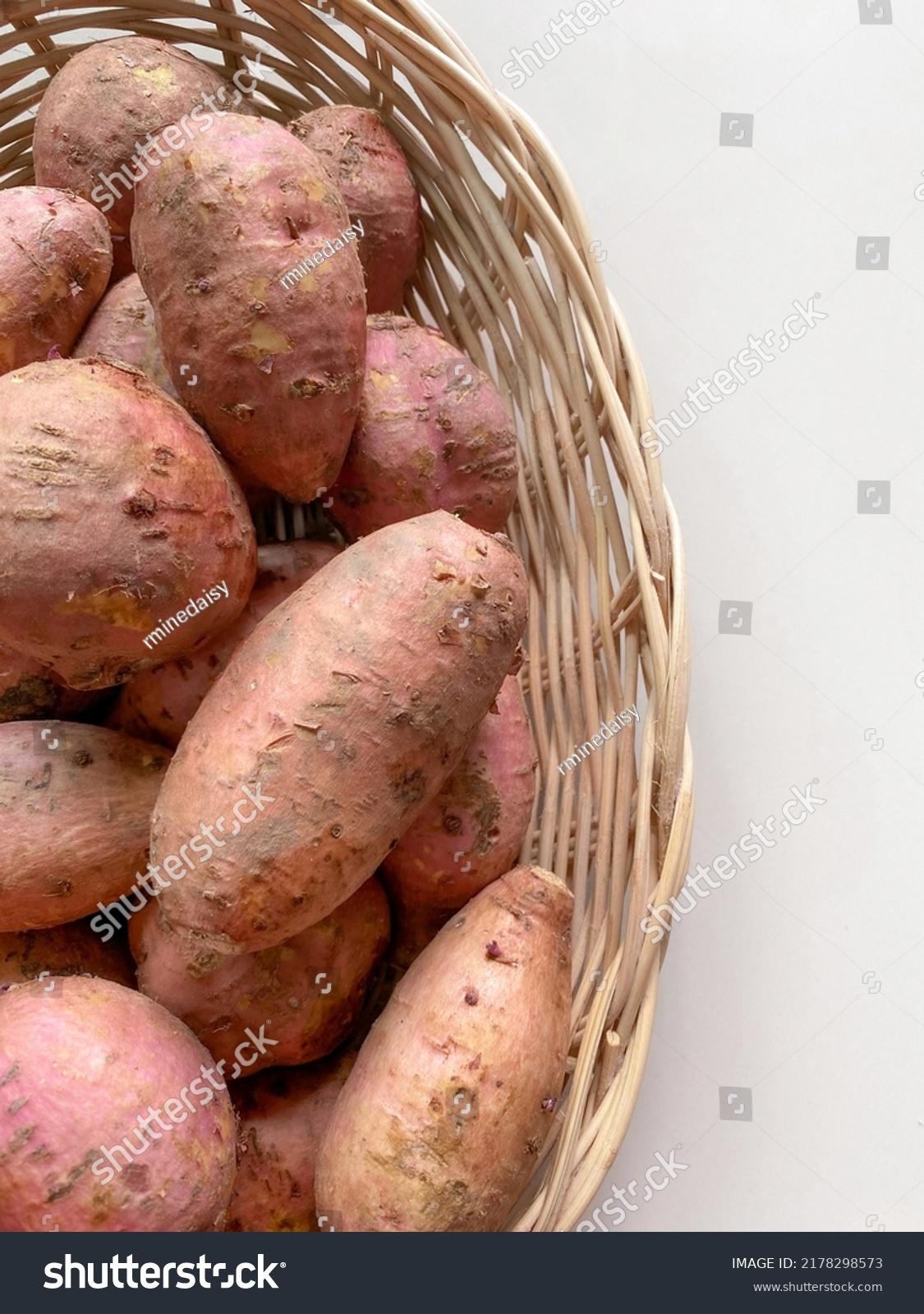 anno imo sweet potatoes in a wooden basket