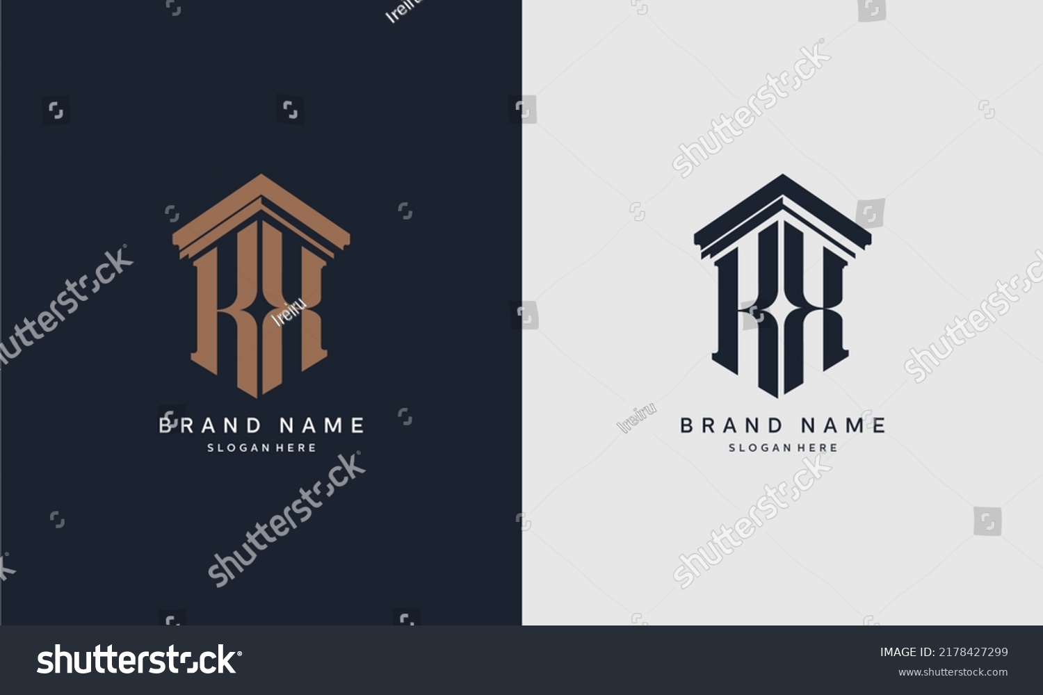 initials KX logo with pillar element. Best for law firm company legal ...