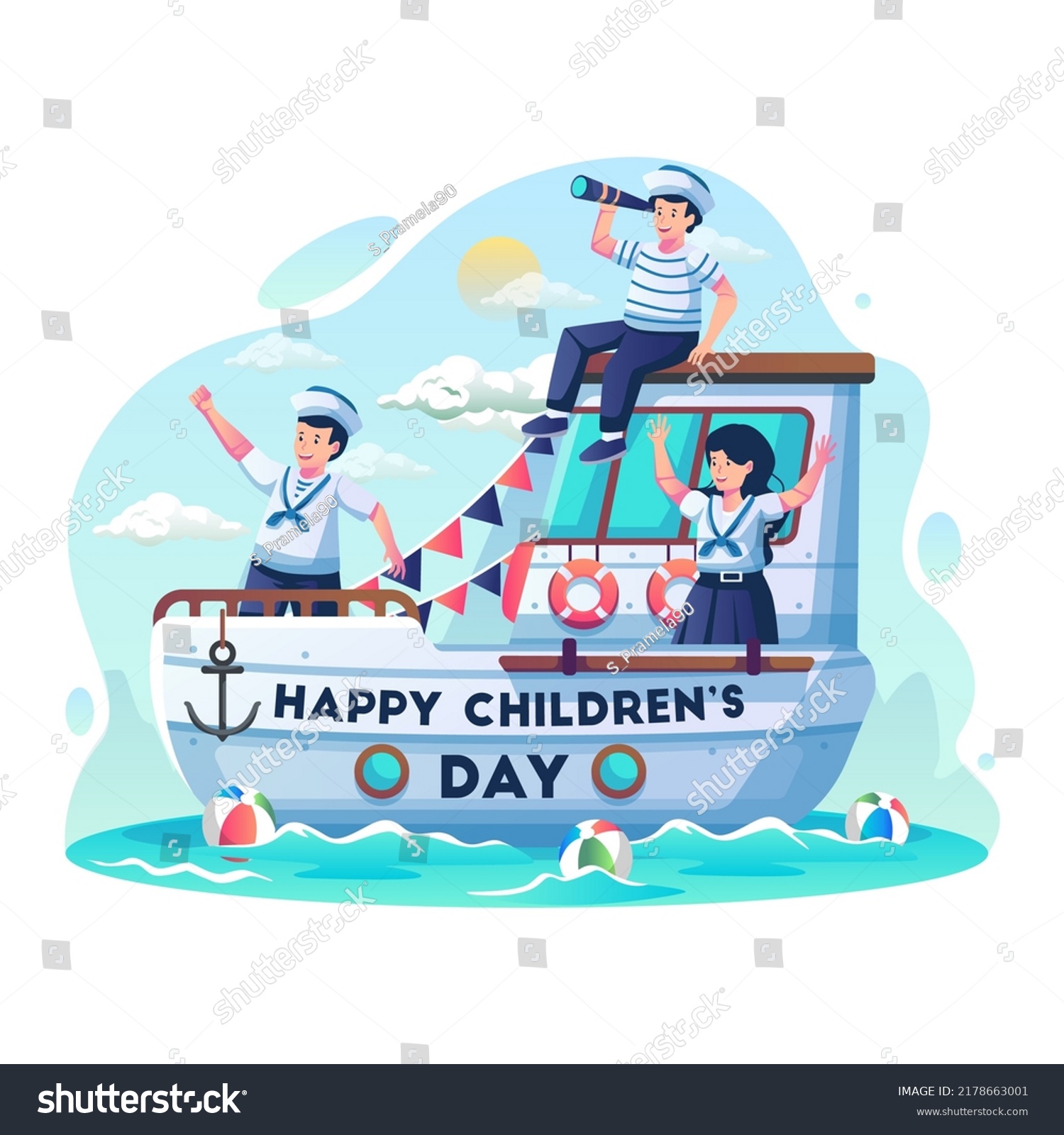 children in sailors costumes sailing of happy childrens day