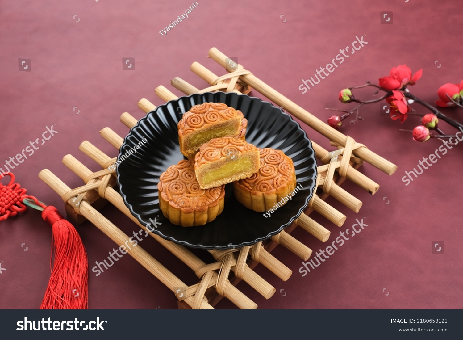 Moon Cake  traditional Chinese snack popular during the mid-autumn festival. 
