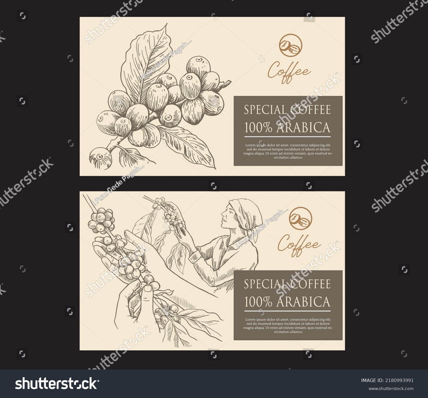 coffee label packaging of sketch drawing. set coffee packaging for label sticker paper. vector coffee