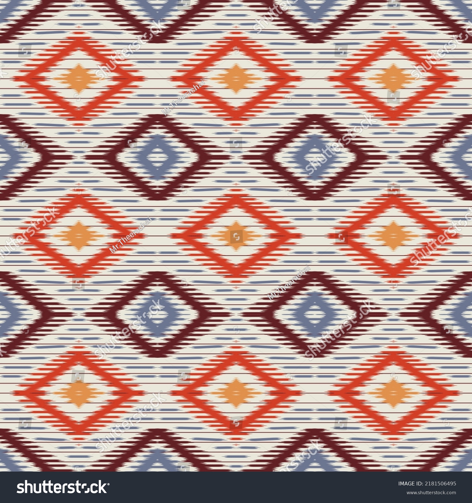 Seamless Ikat Diamond rhombus shape Pattern Abstract background for ...
