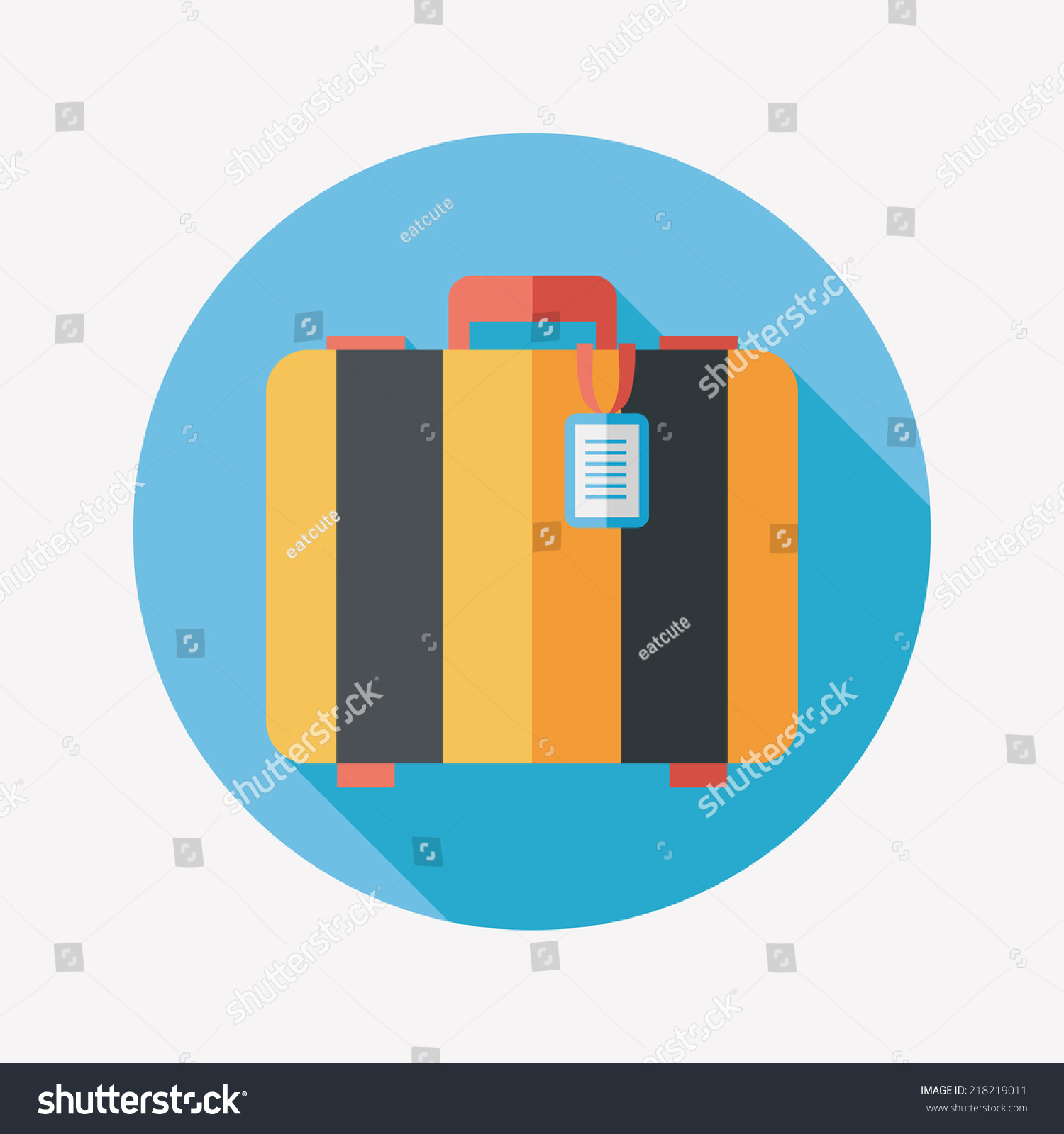vintage travel suitcases  flat icon with long shadow
