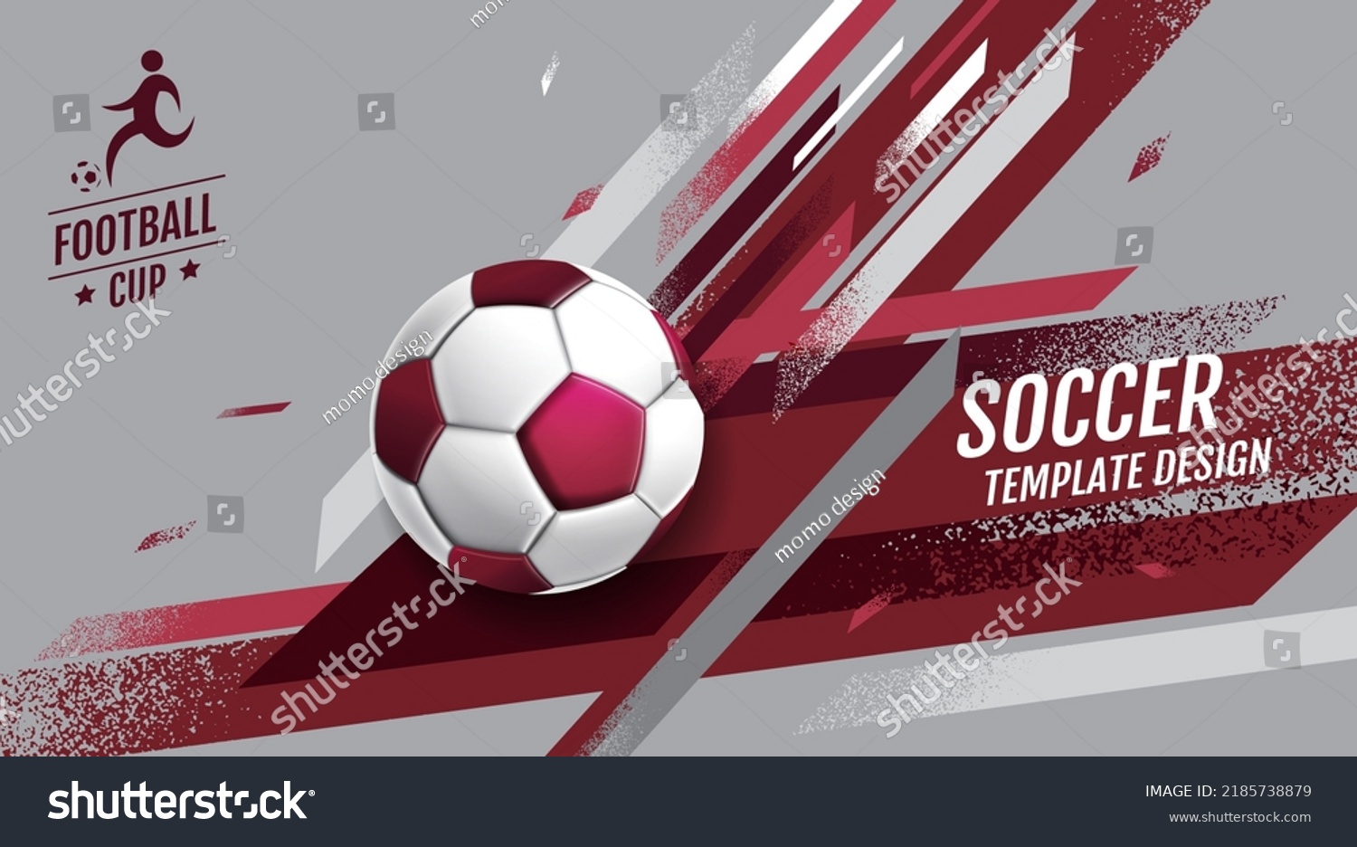 Soccer Layout template design  football  red  Purple magenta tone  sport background