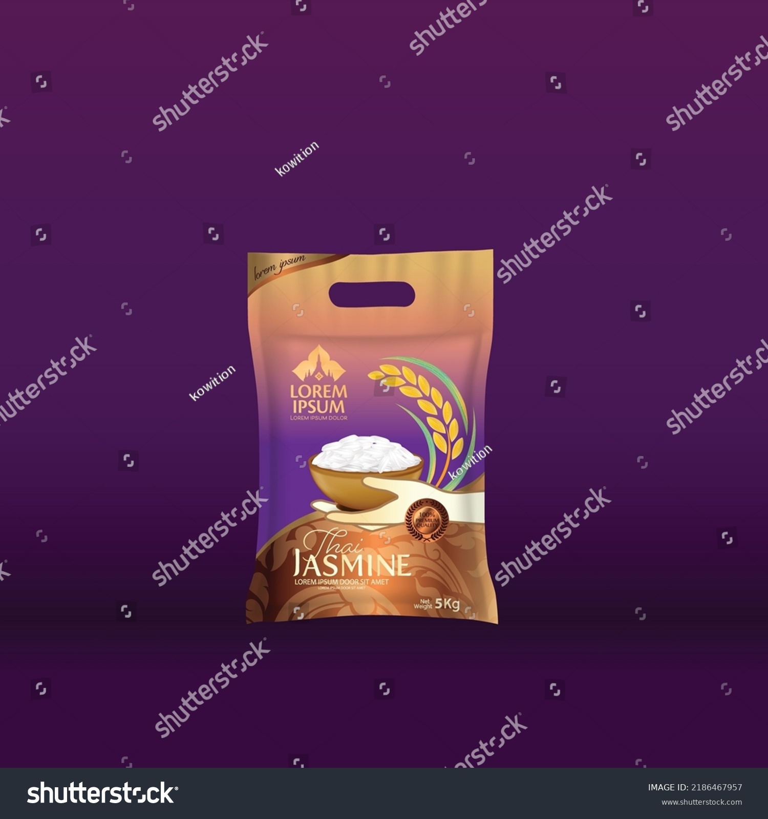 Rice Package Mockup Thailand food Products  vector illustration