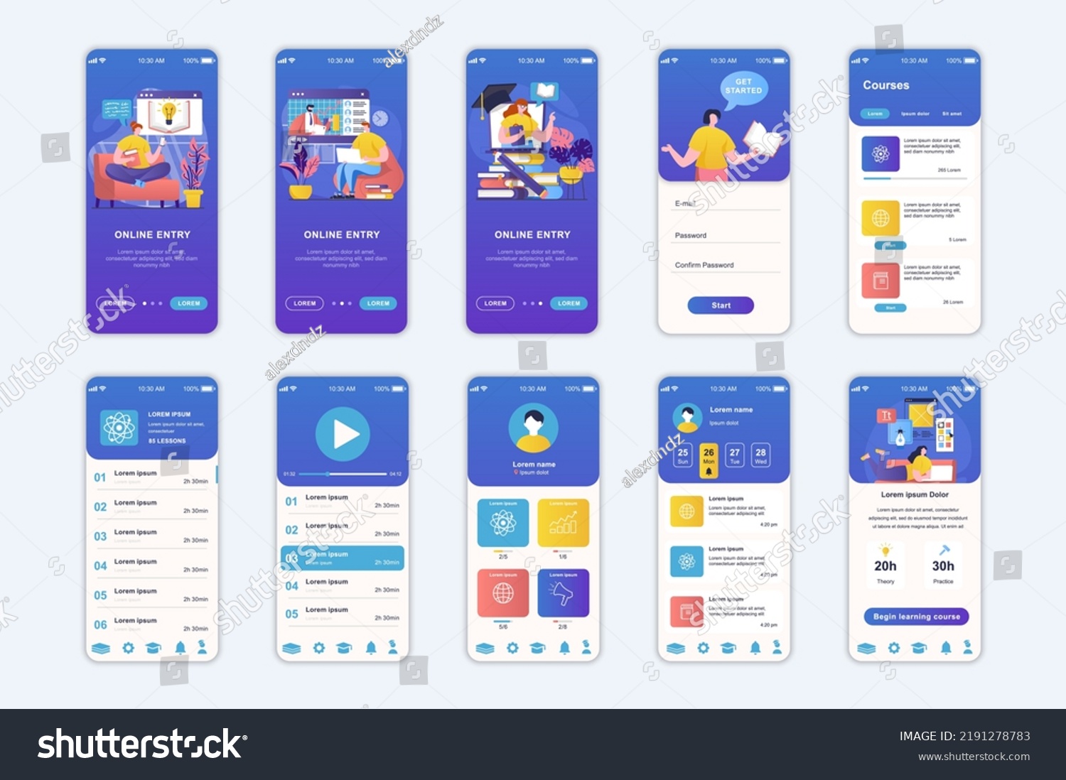 Education concept screens set for mobile app template. People learning ...
