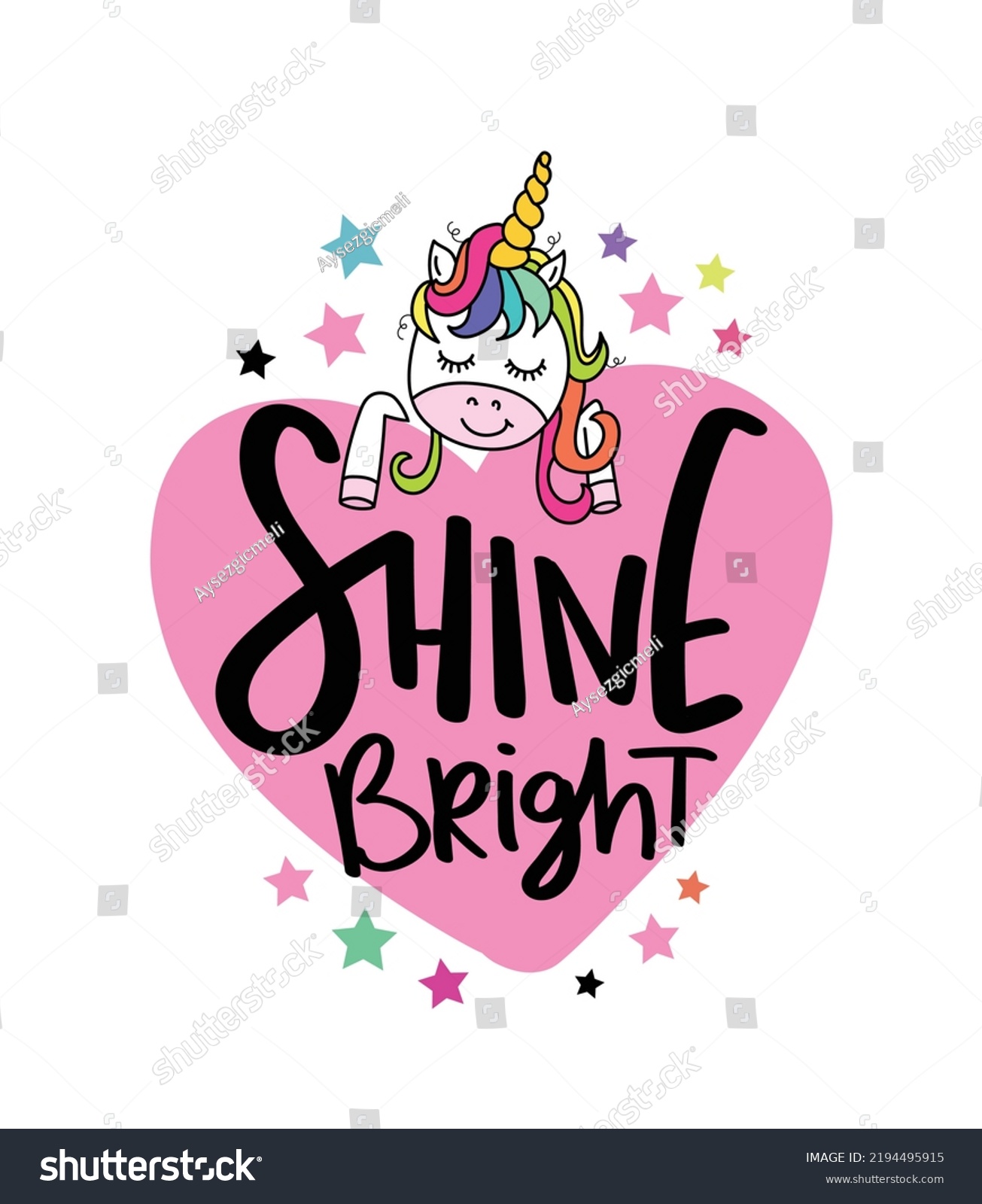 Beautiful cute unicorn cartoon drawing and slogan text. Vector illustration design for fashion graphics  t shirt prints etc