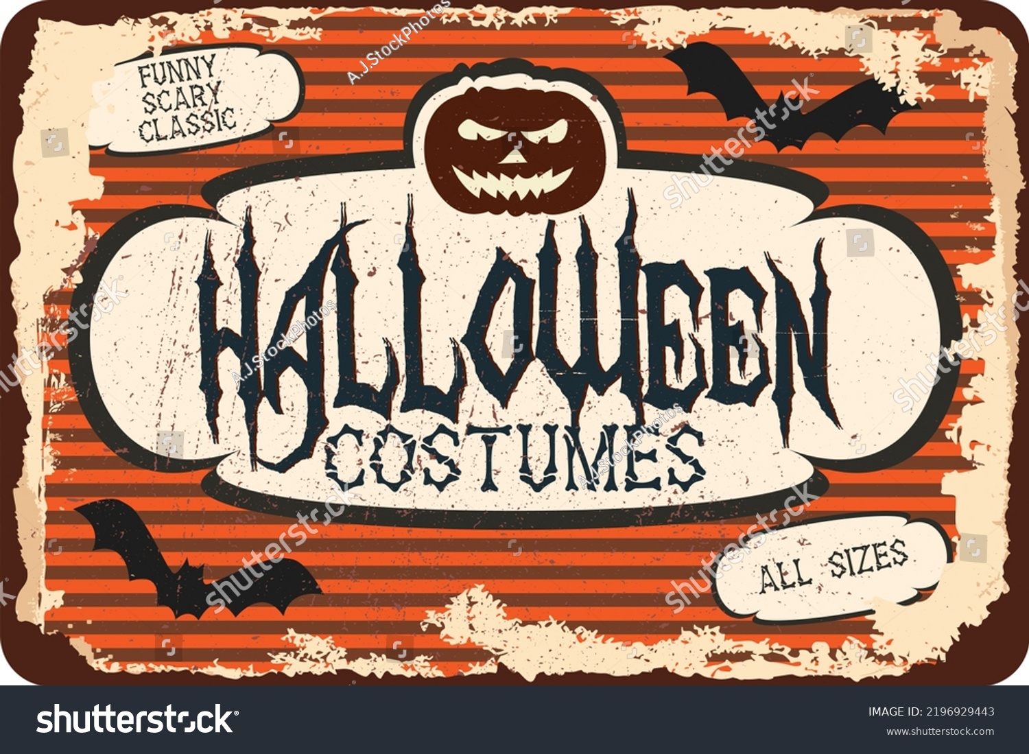 vintage grunge retro halloween costumes sign