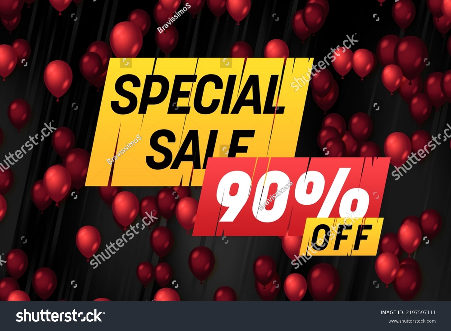 90 ninety Percent off sale discount shopping banner balloon red. price offer
