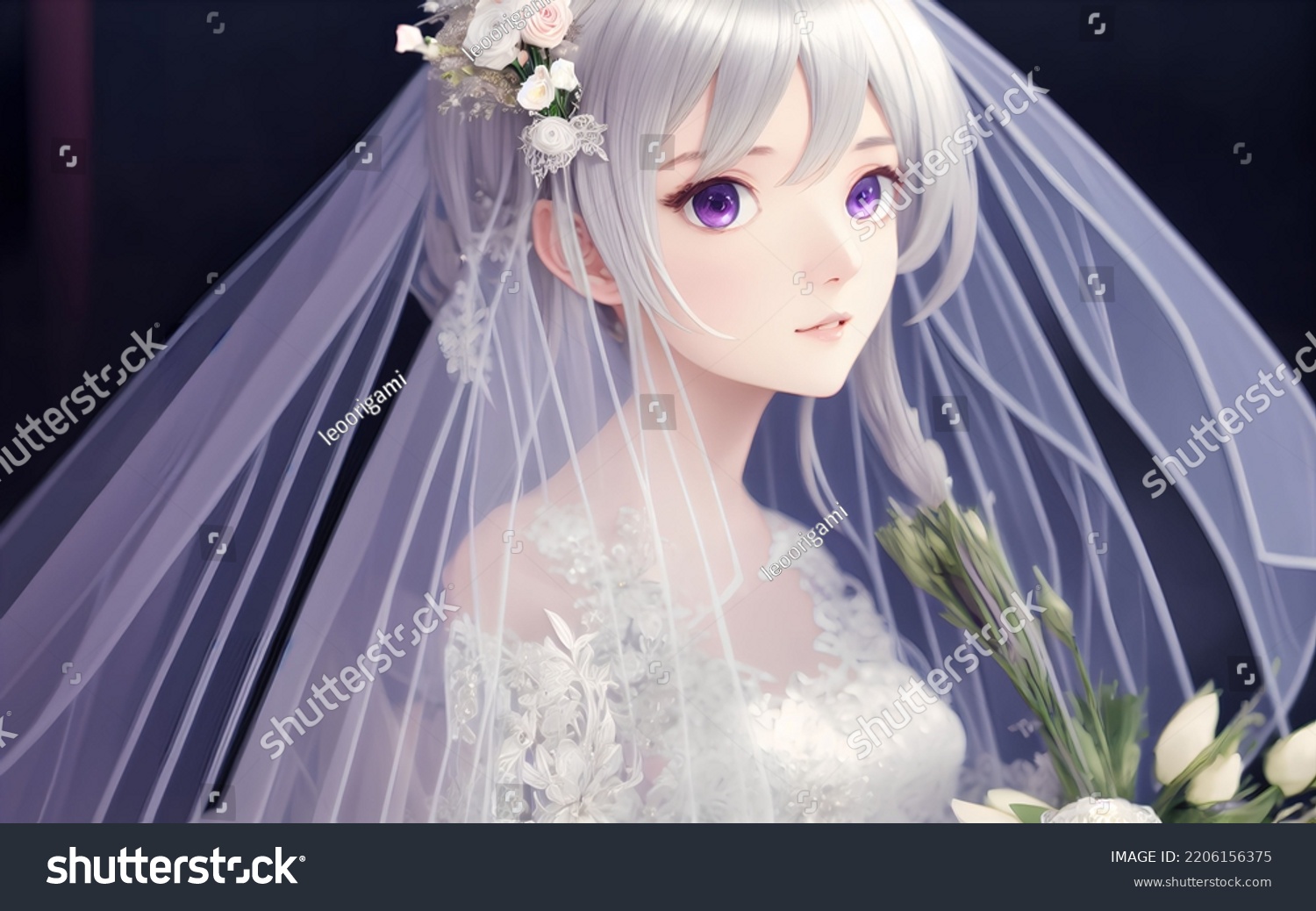 Anime girl in a wedding dress