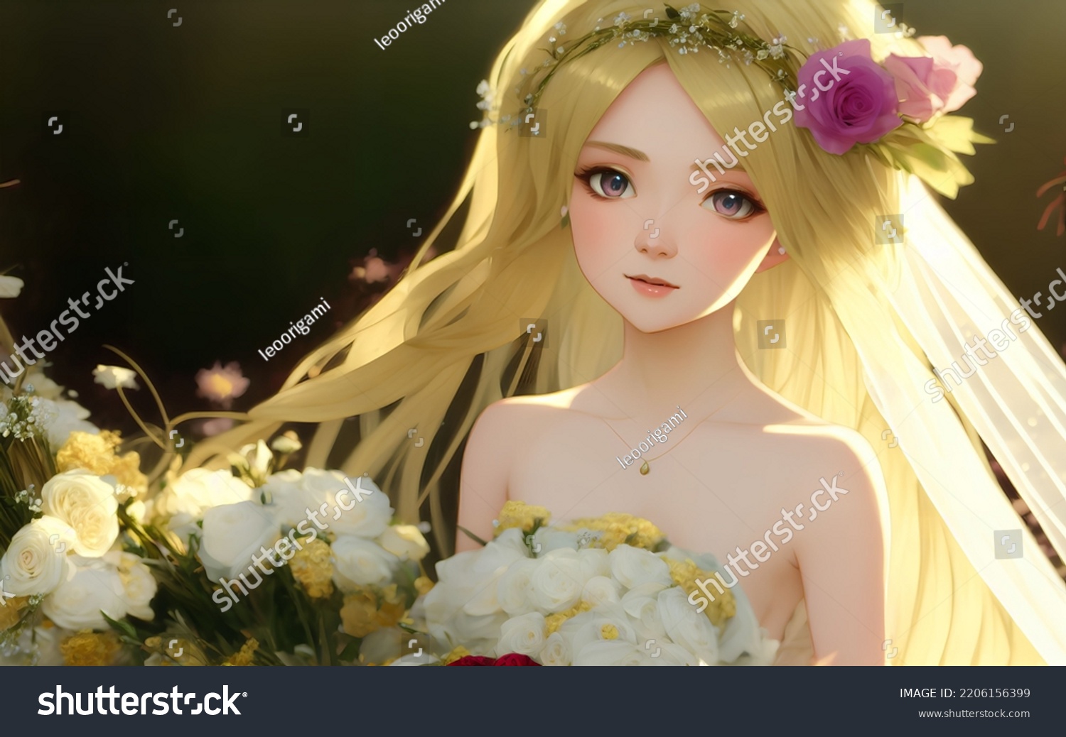 Anime girl in a wedding dress