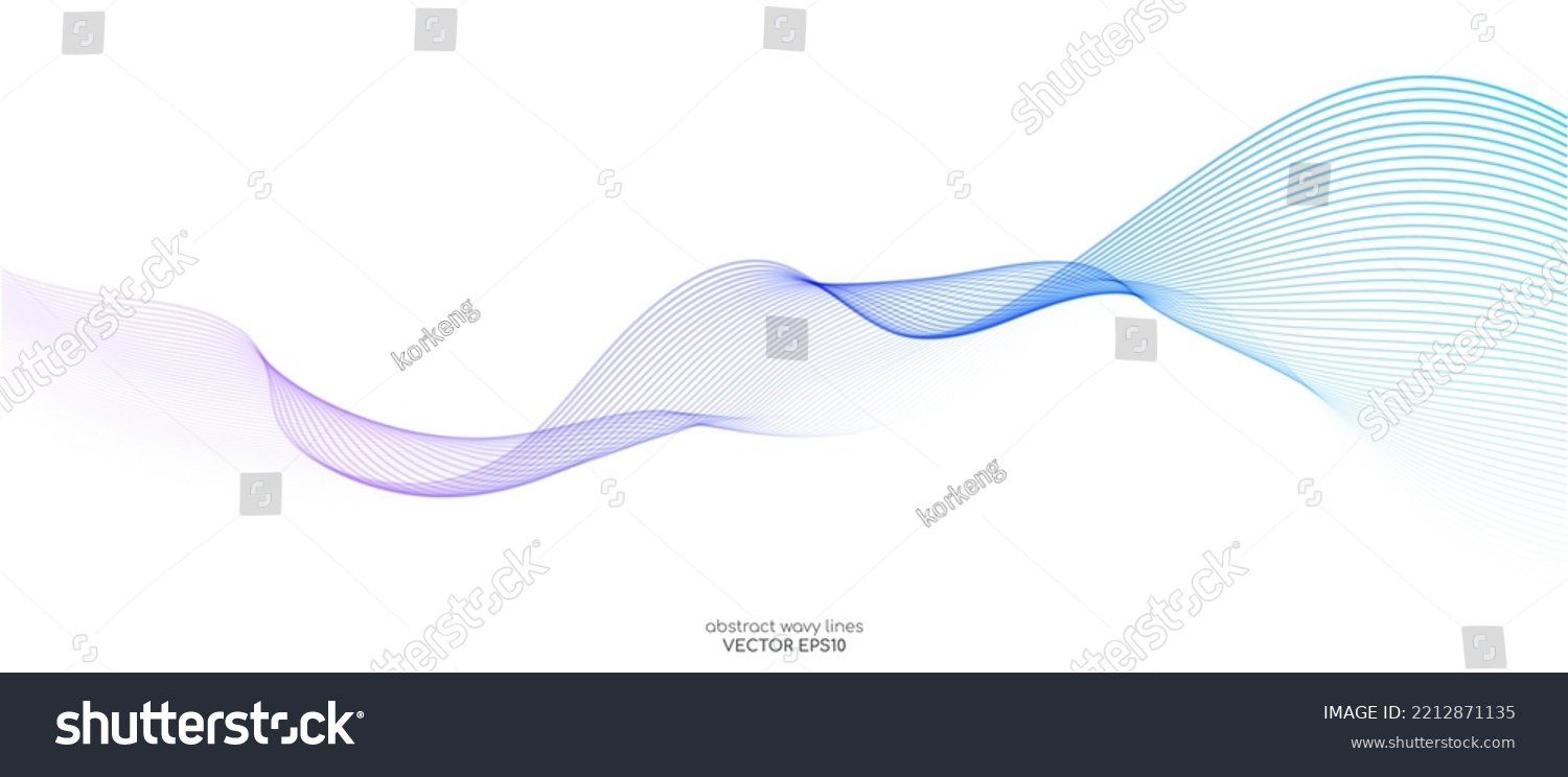 Vector wave lines smooth flowing dynamic blue purple pink gradient ...