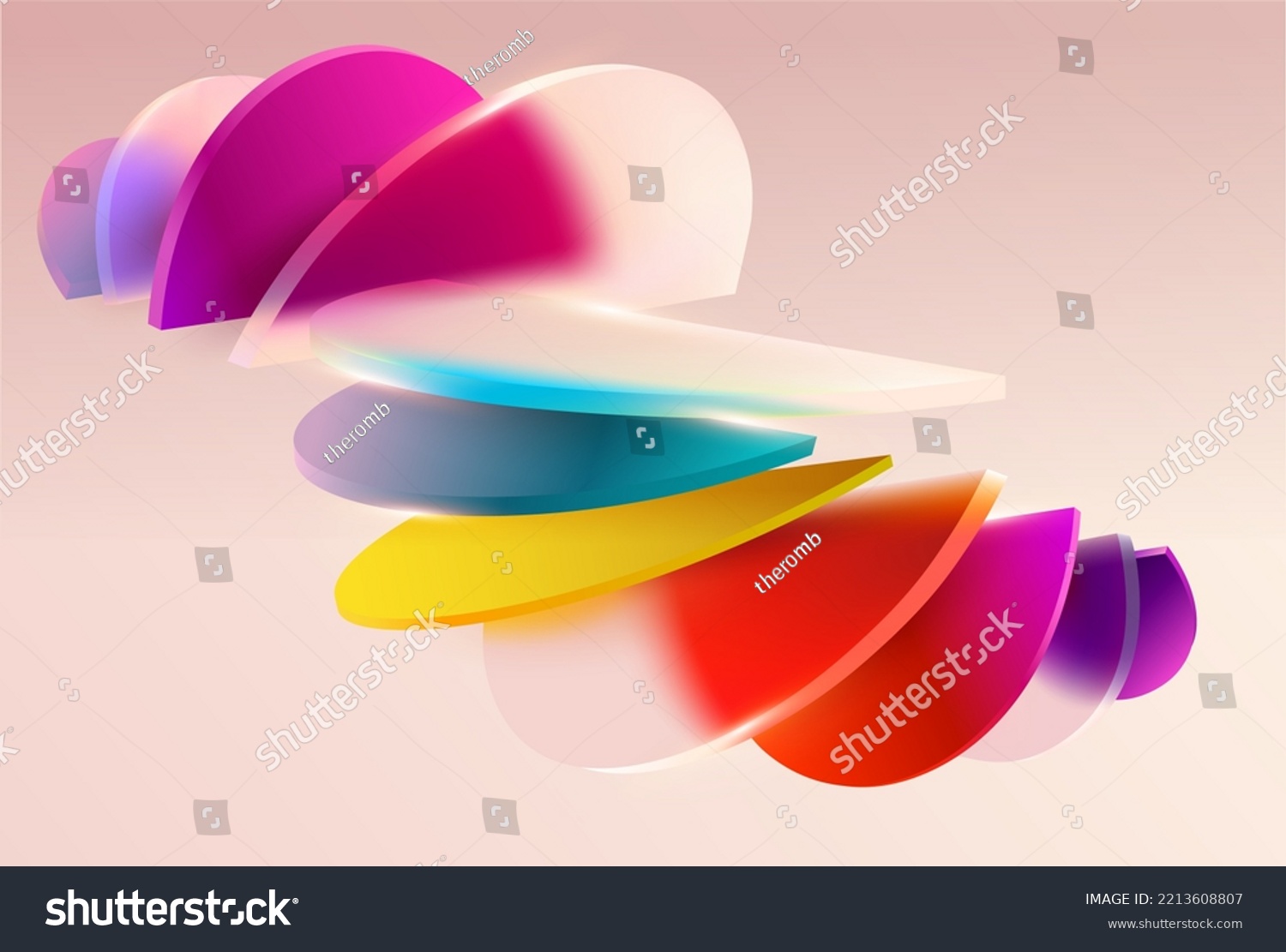 Colorful circles and sectors. Art geometric shapes in glass morphism style. Abstract vector design elements.