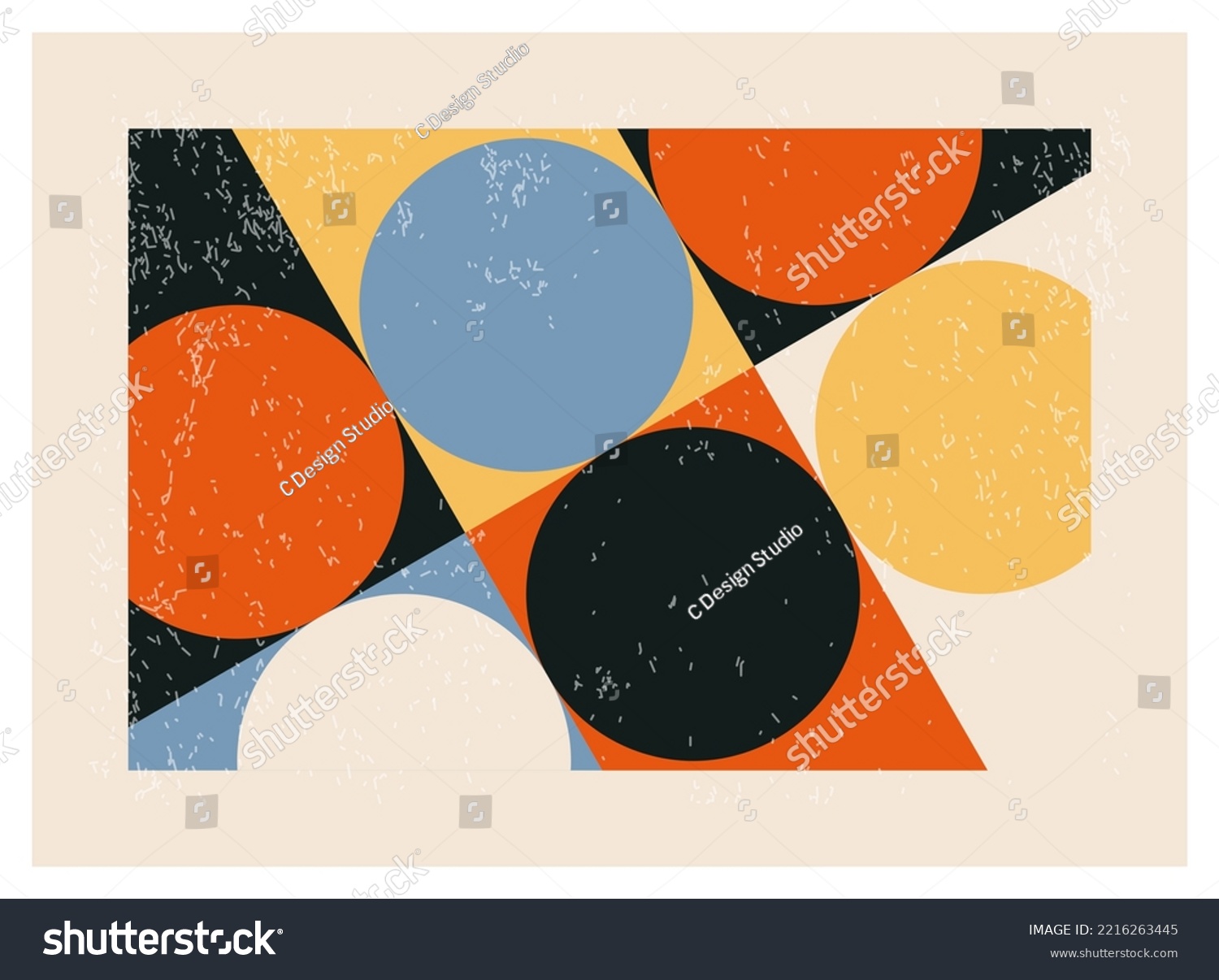 Minimal 20s geometric design poster  vector template with primitive shapes