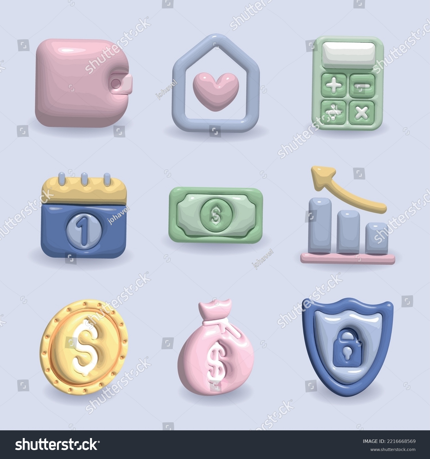 icons set money 3d style