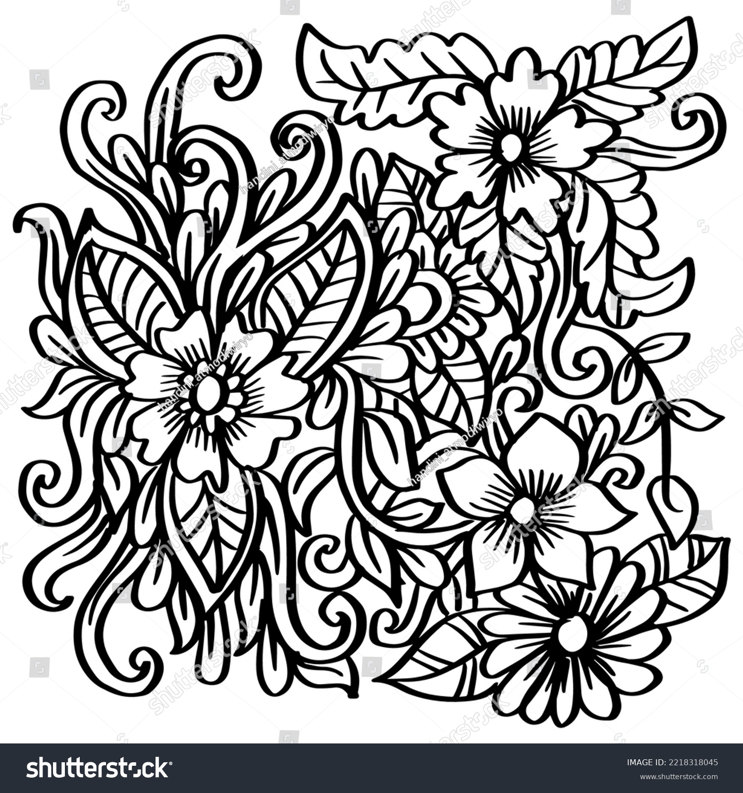 Doodle art flowers zentangle floral illustration _站酷海洛_正版图片_视频_字体_音乐素材 ...