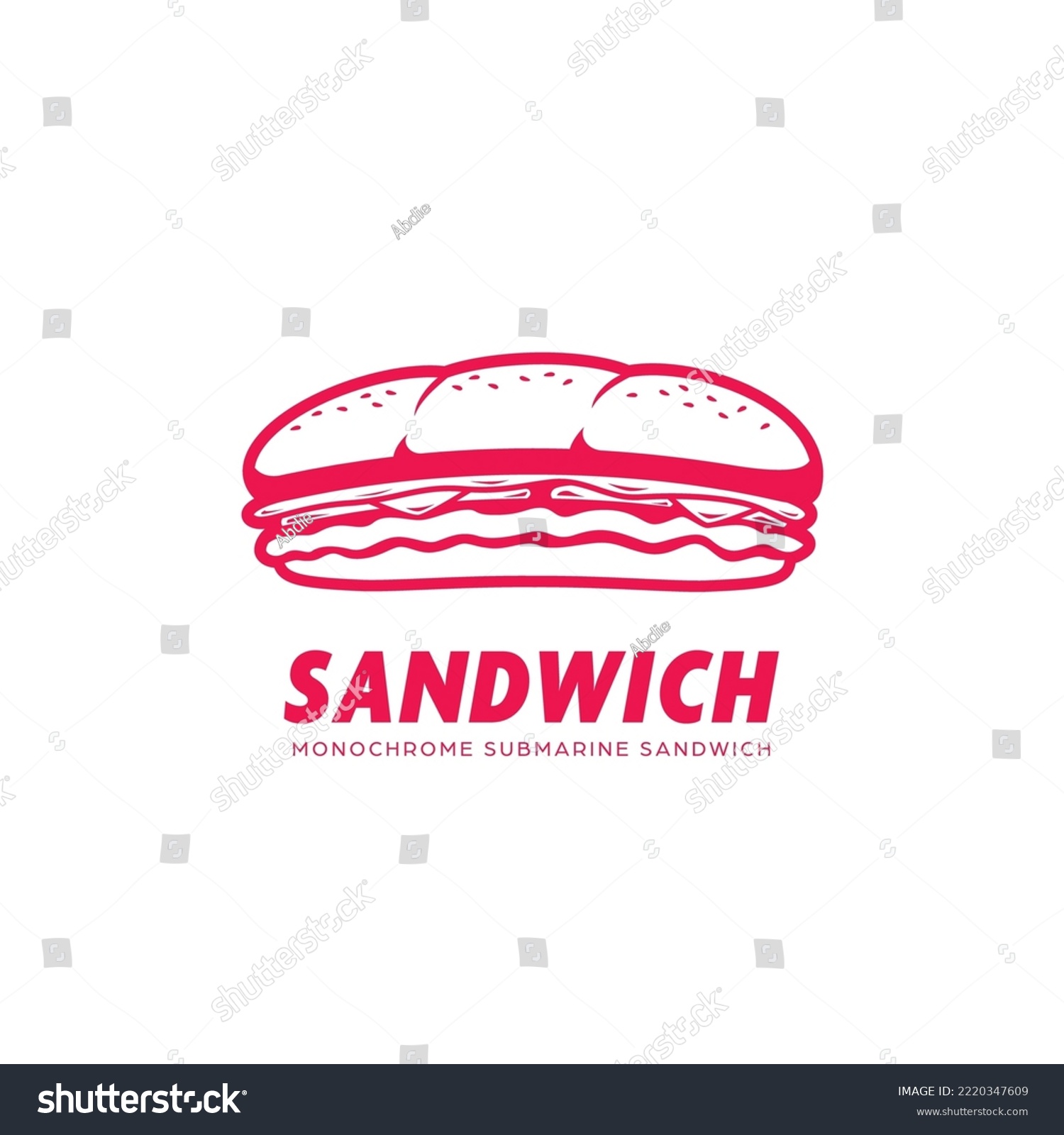 sub submarine sandwich logo icon in monochrome pink color style