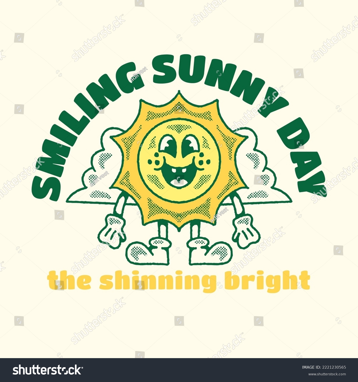 Retro Mascot Vintage Sunny Smiling Character Illustration