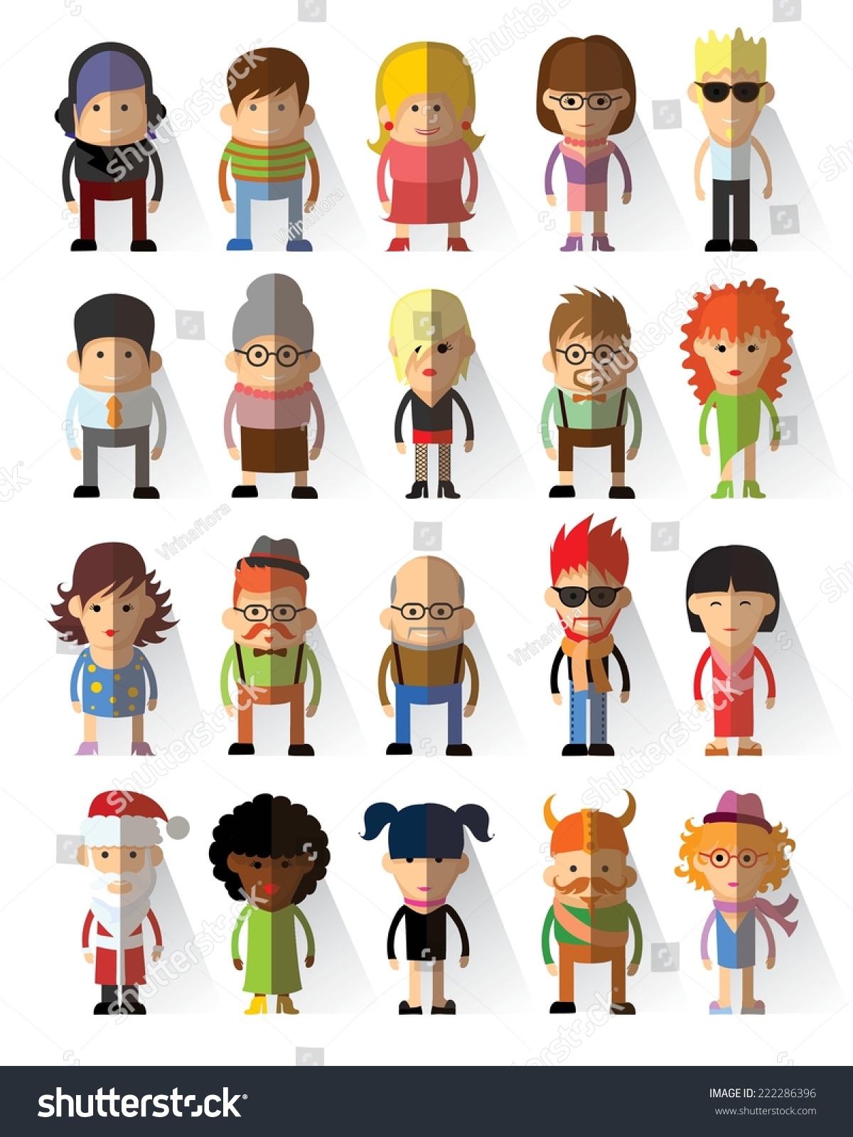 Set of vector cute character avatar icons in flat design _站酷海洛_正版图片_视频 ...