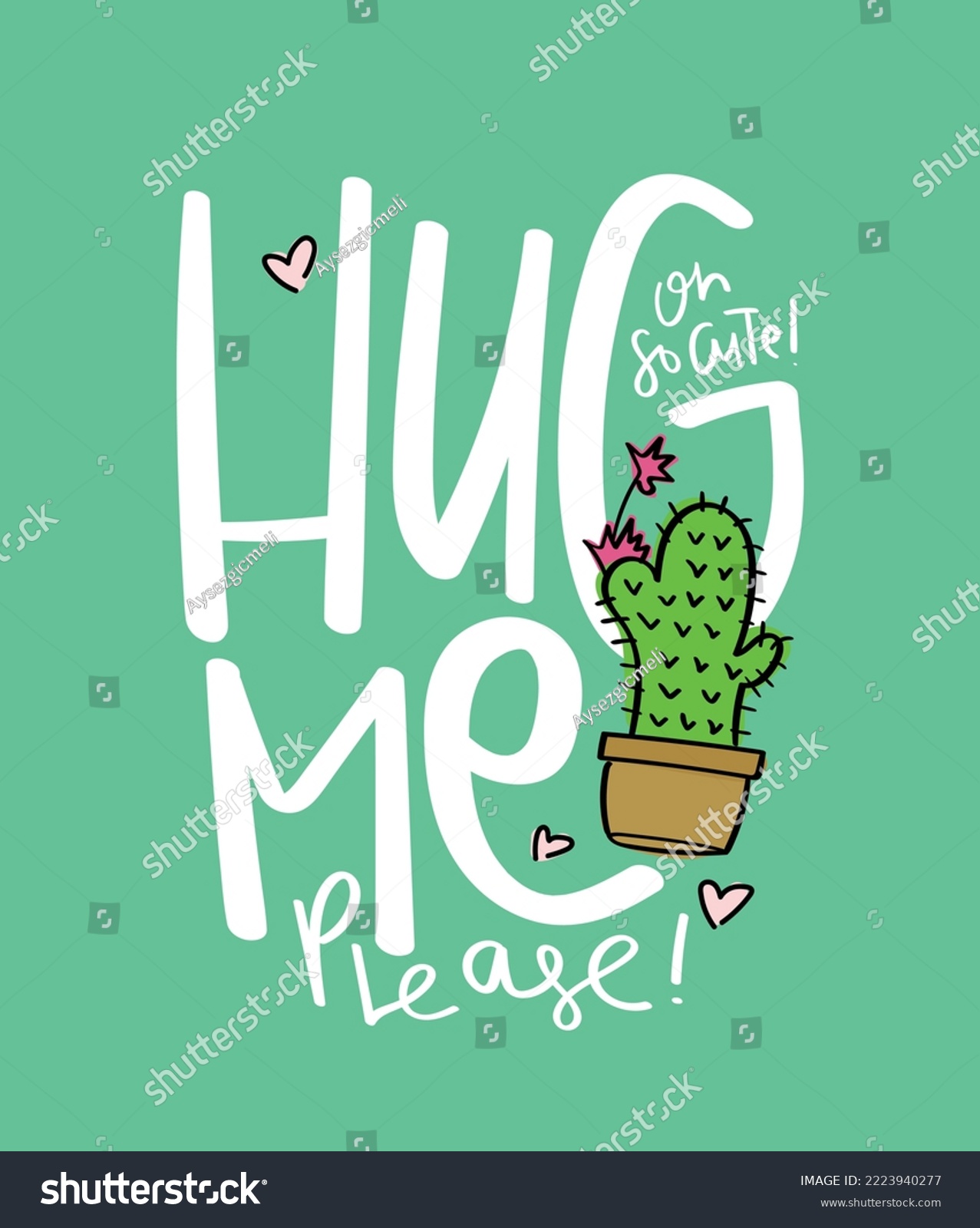 Cute cactus drawing  cacti design. For fashion graphics  t shirt prints  cards  templates.