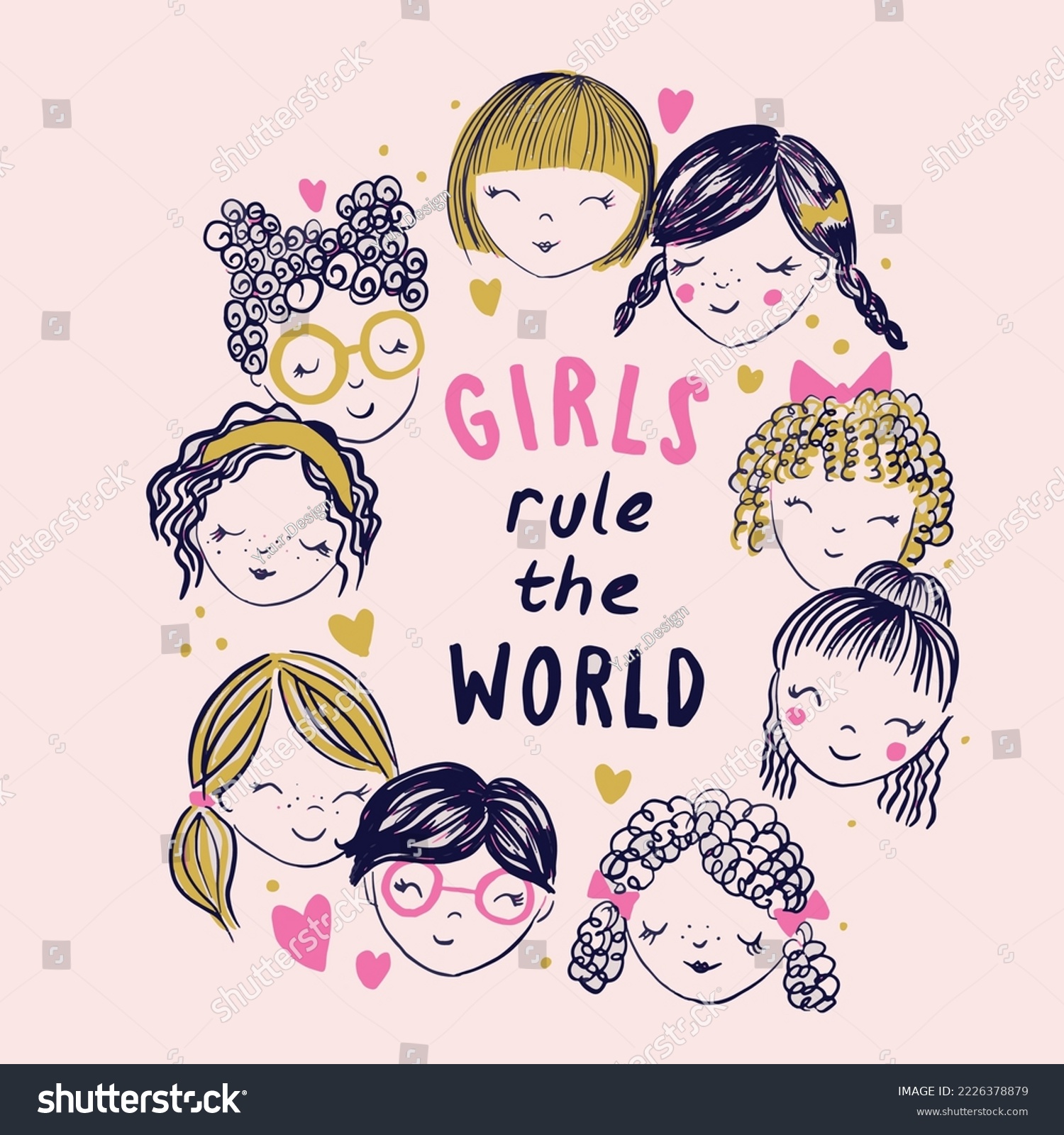 Girls rule the world graphic design. Kids tshirt graphic design  girl and more
