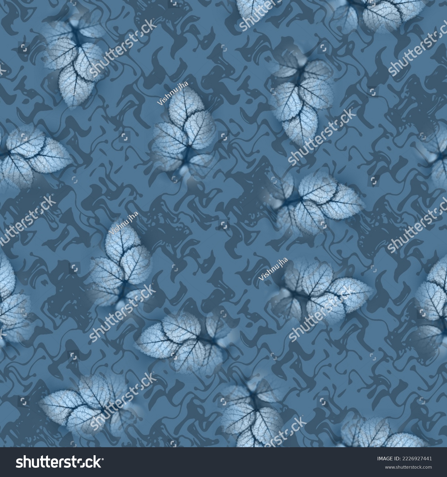allover Seamless floral pattern rose leaf with texture design with blur ...