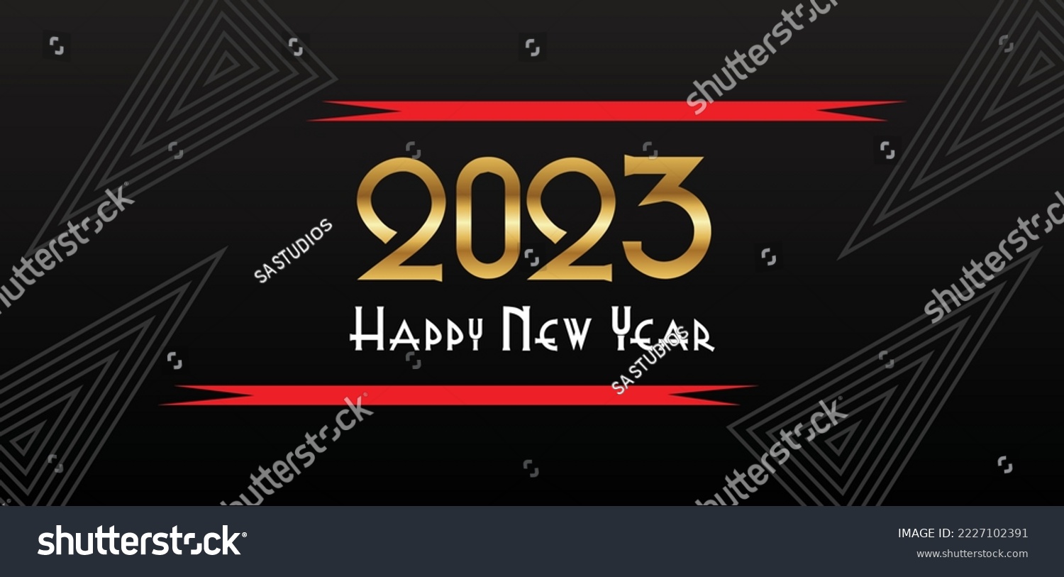 2023 new year design template vector with typography logo. Modern style Ribbons with triangles for background cover  banner  card and poster