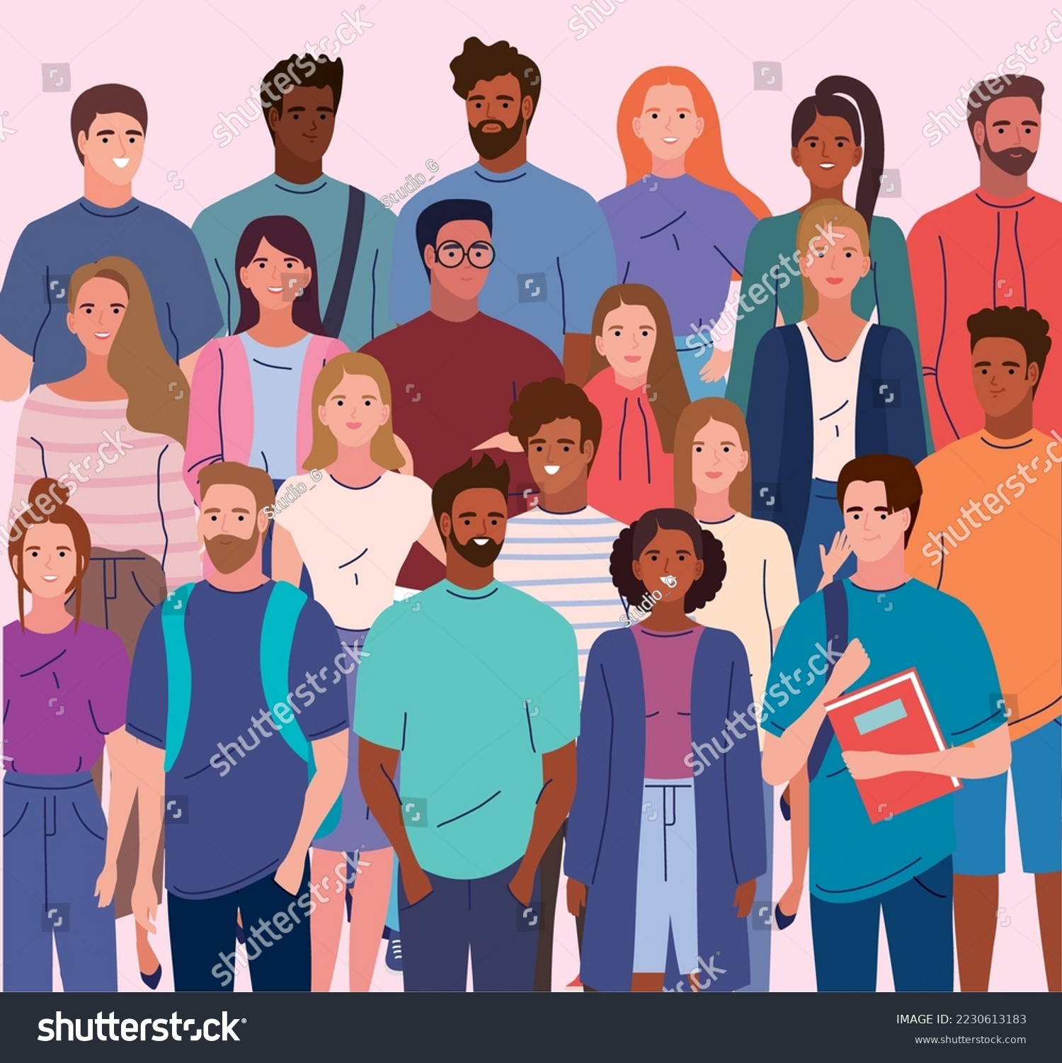 crowd students young people smiling