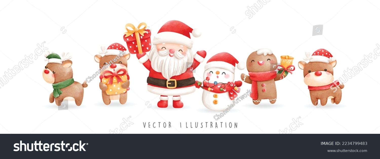 Christmas santa with reindeer banner Christmas Vector illustration_站酷海洛 ...